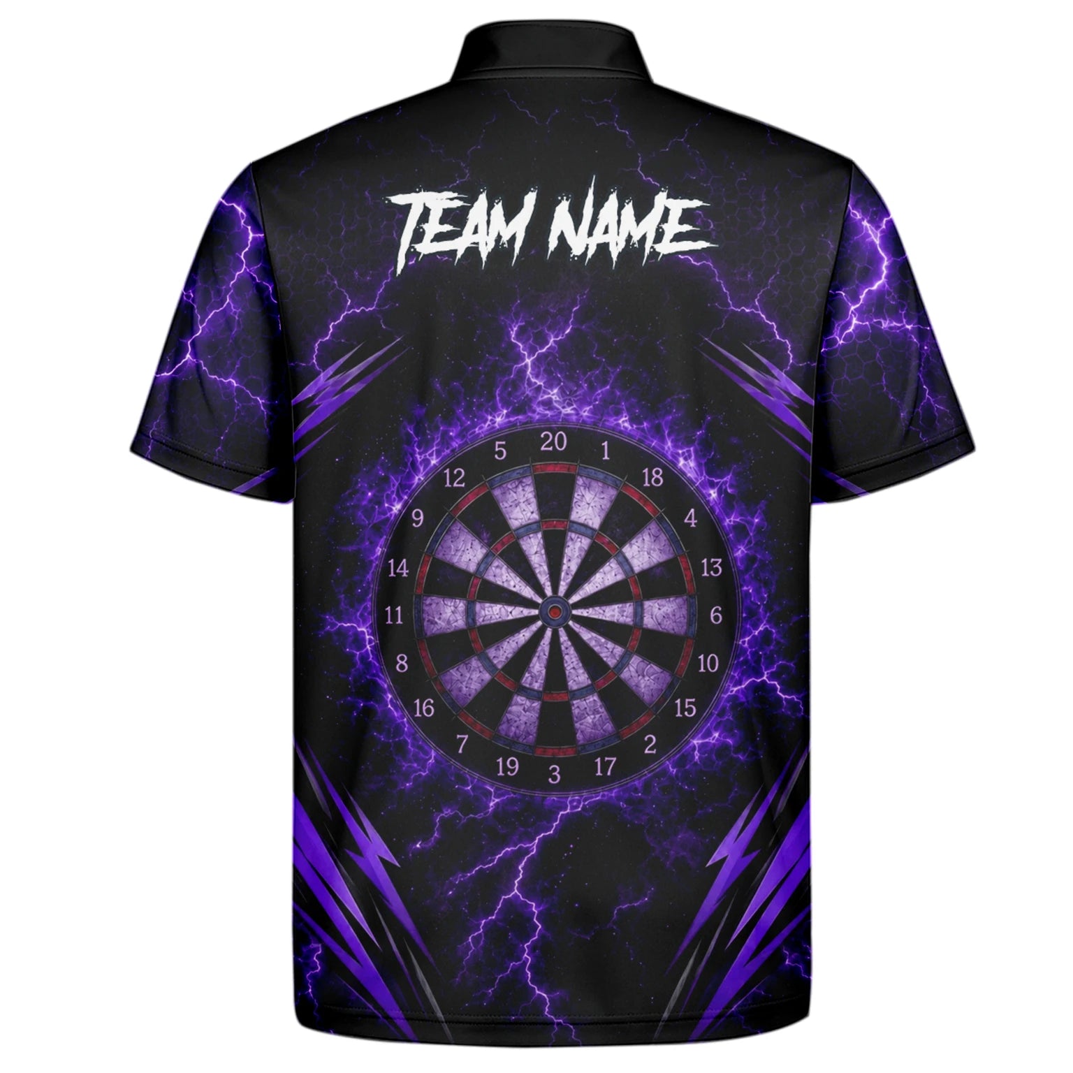 Personalised Black & Purple Lightning Skeleton Hand Darts Shirt For Men H822