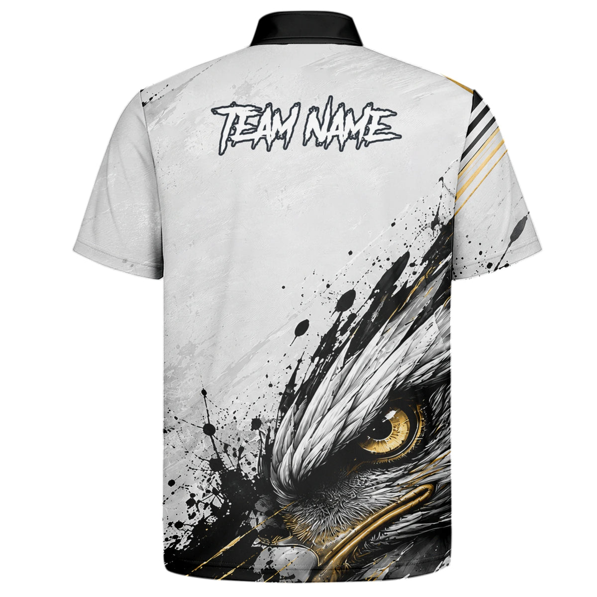Personalised White Black Gold Bald Eagle Darts Shirt For Men S805