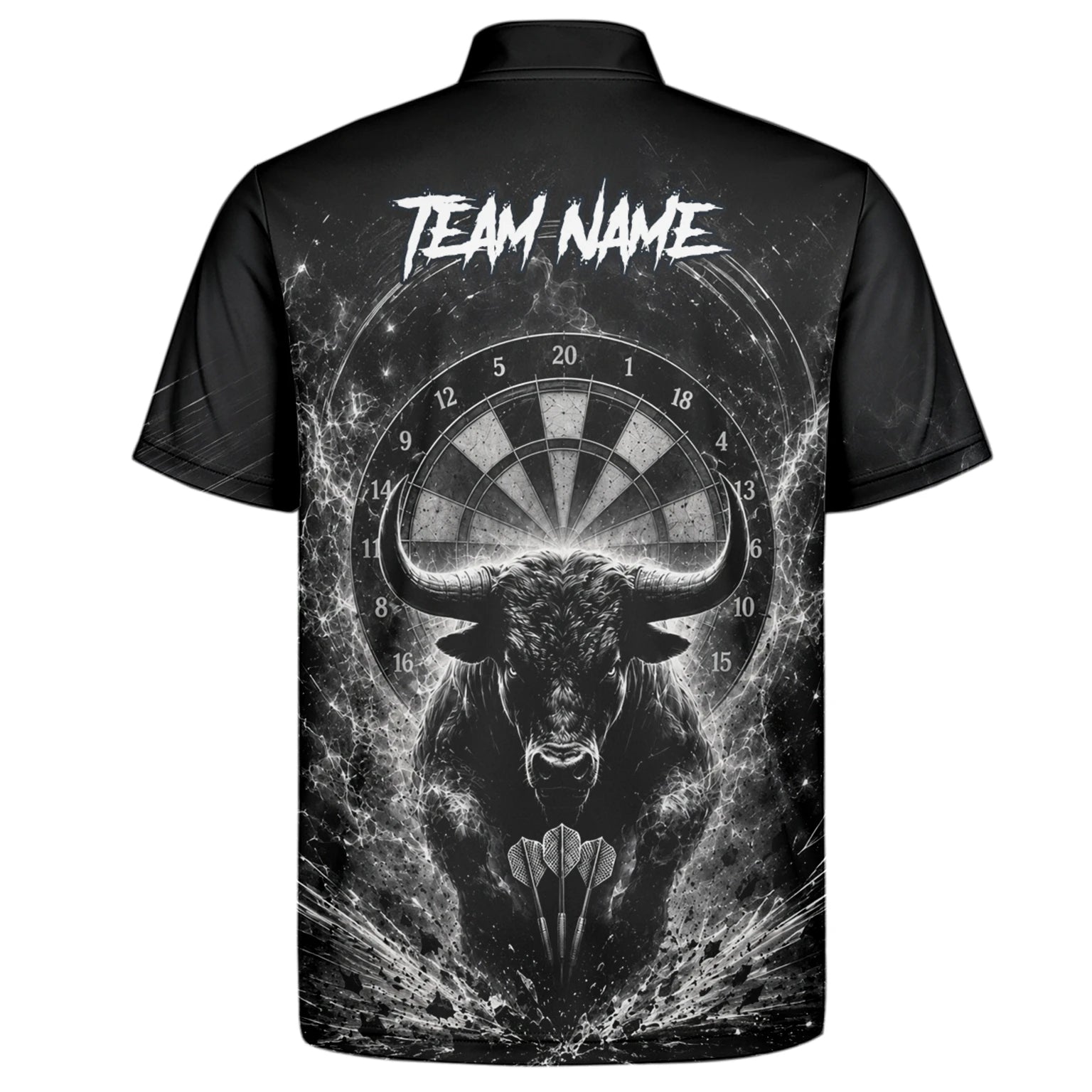 Personalised Black & White Bull Head Darts Shirt For Men V420