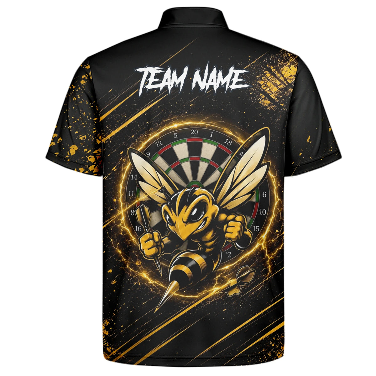 Personalised Black & Gold Bee Dartboard Darts Shirt For Men L410