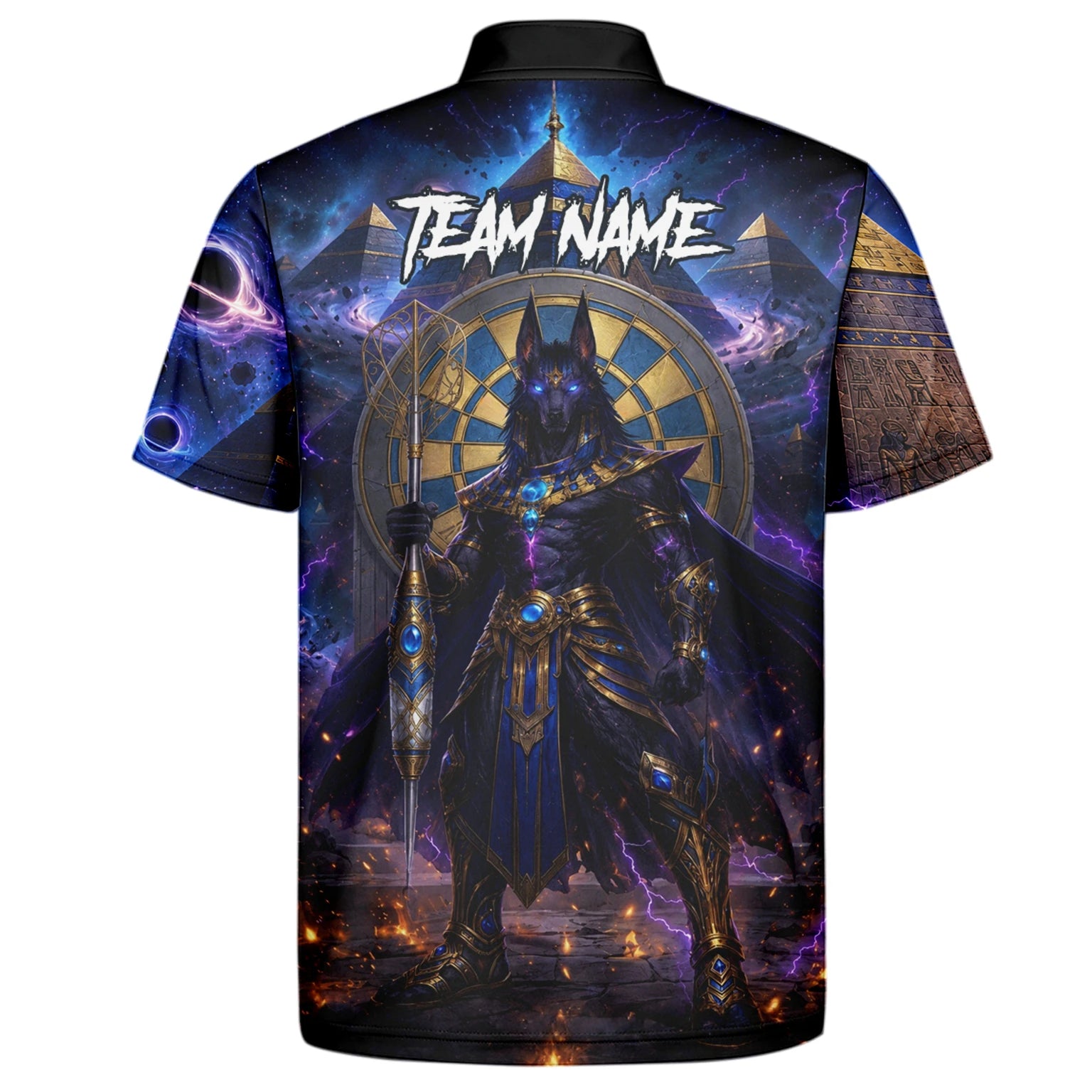 Personalised Blue Gold & Black Anubis Darts Shirt For Men N118