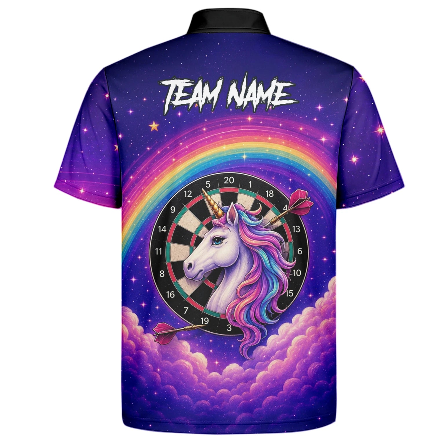 Personalised Rainbow Unicorn Darts Polo Shirt For Men V221
