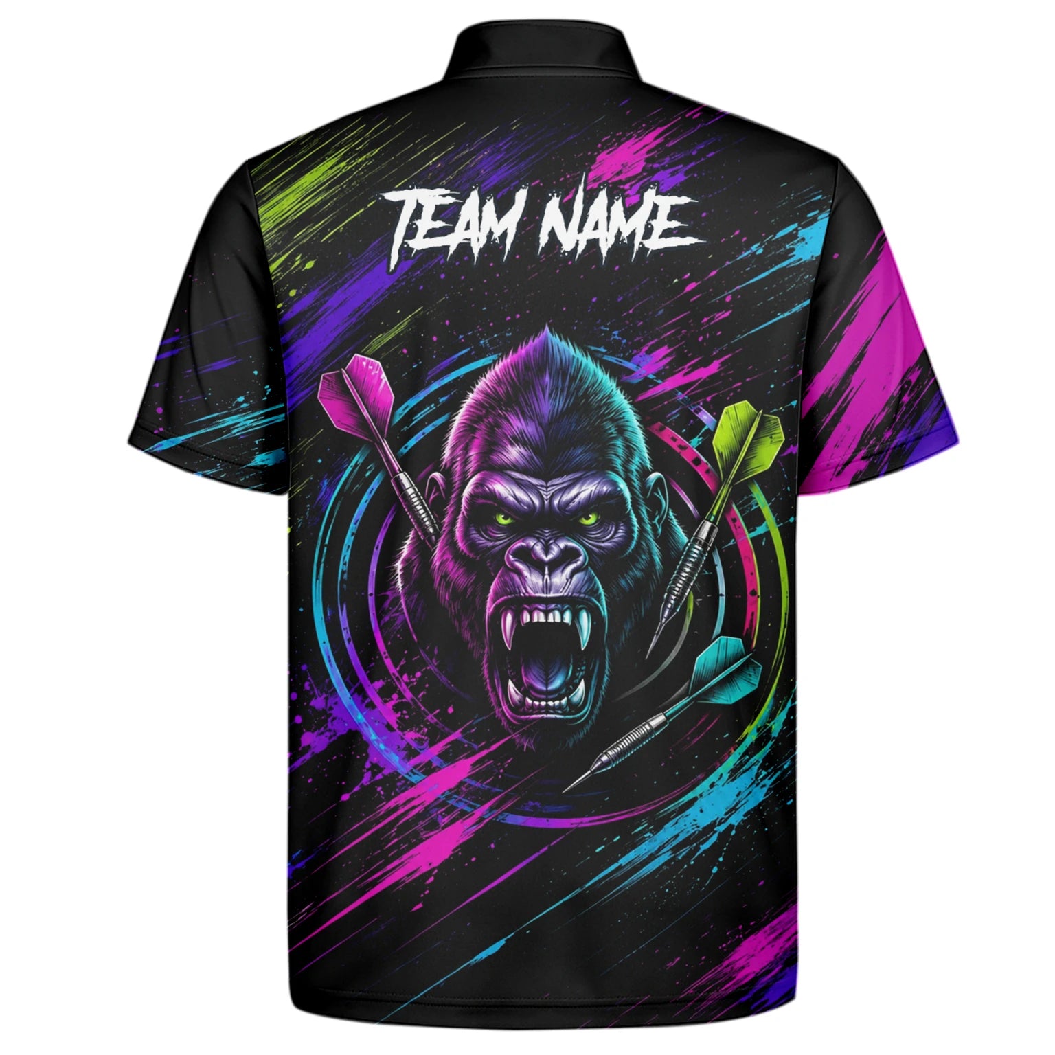 Personalised Black Pink & Purple Gorilla Darts Shirt For Men U874