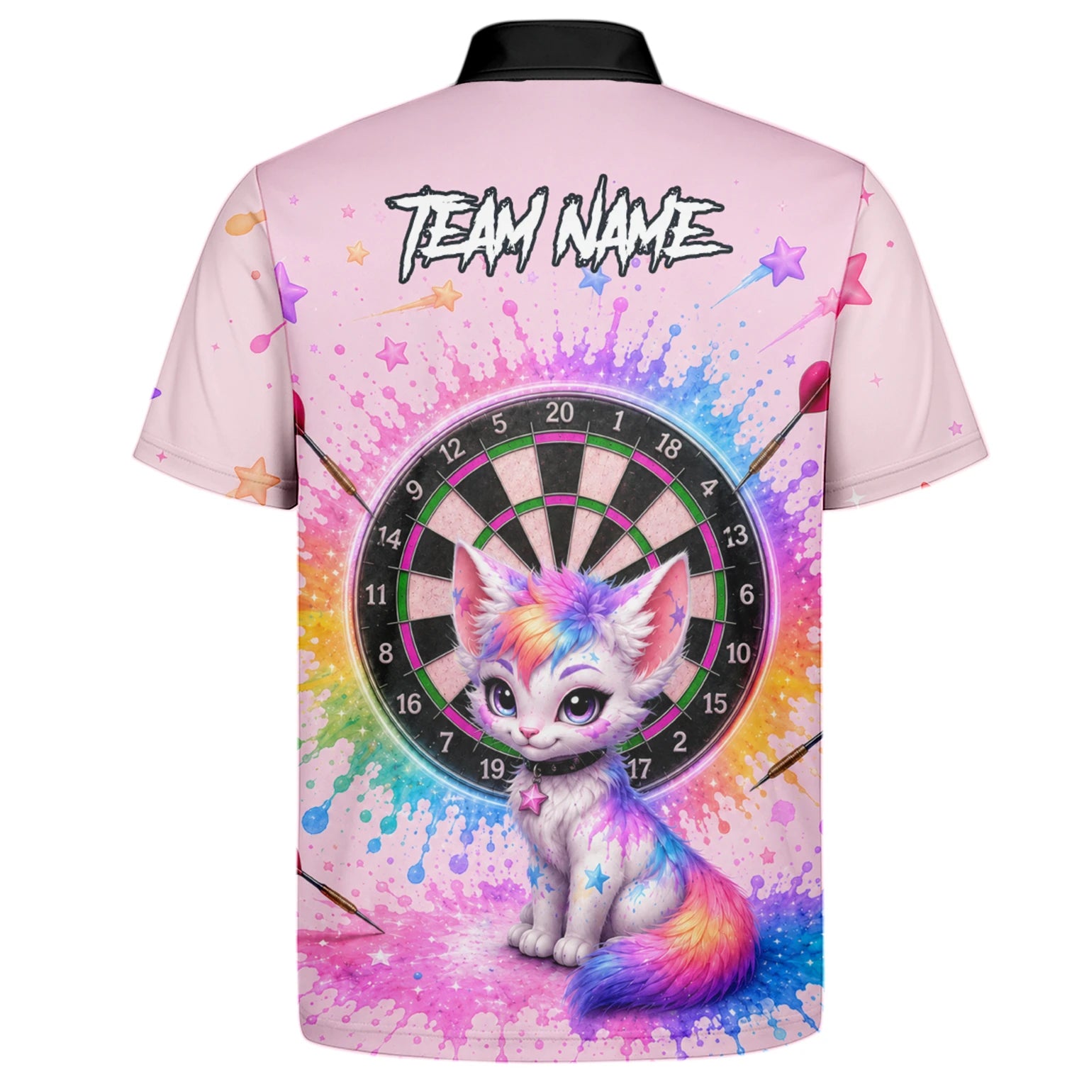 Personalised Pink Rainbow Kitten Dartboard Darts Shirt For Men X398