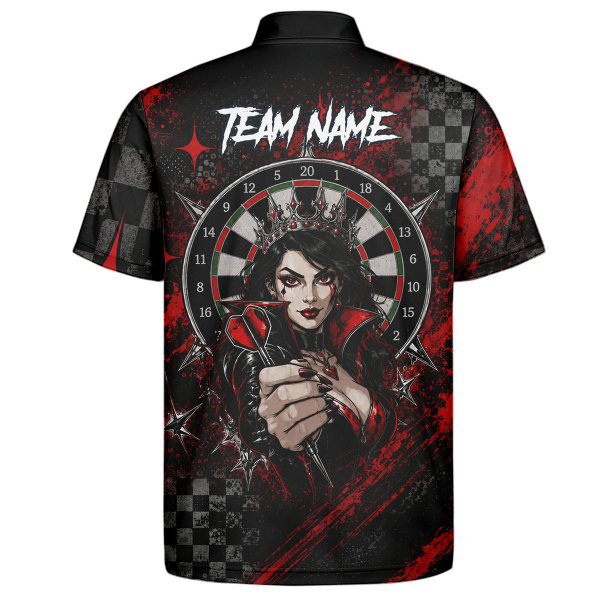 Personalised Black & Red Queen of Hearts Darts Shirt For Men R803