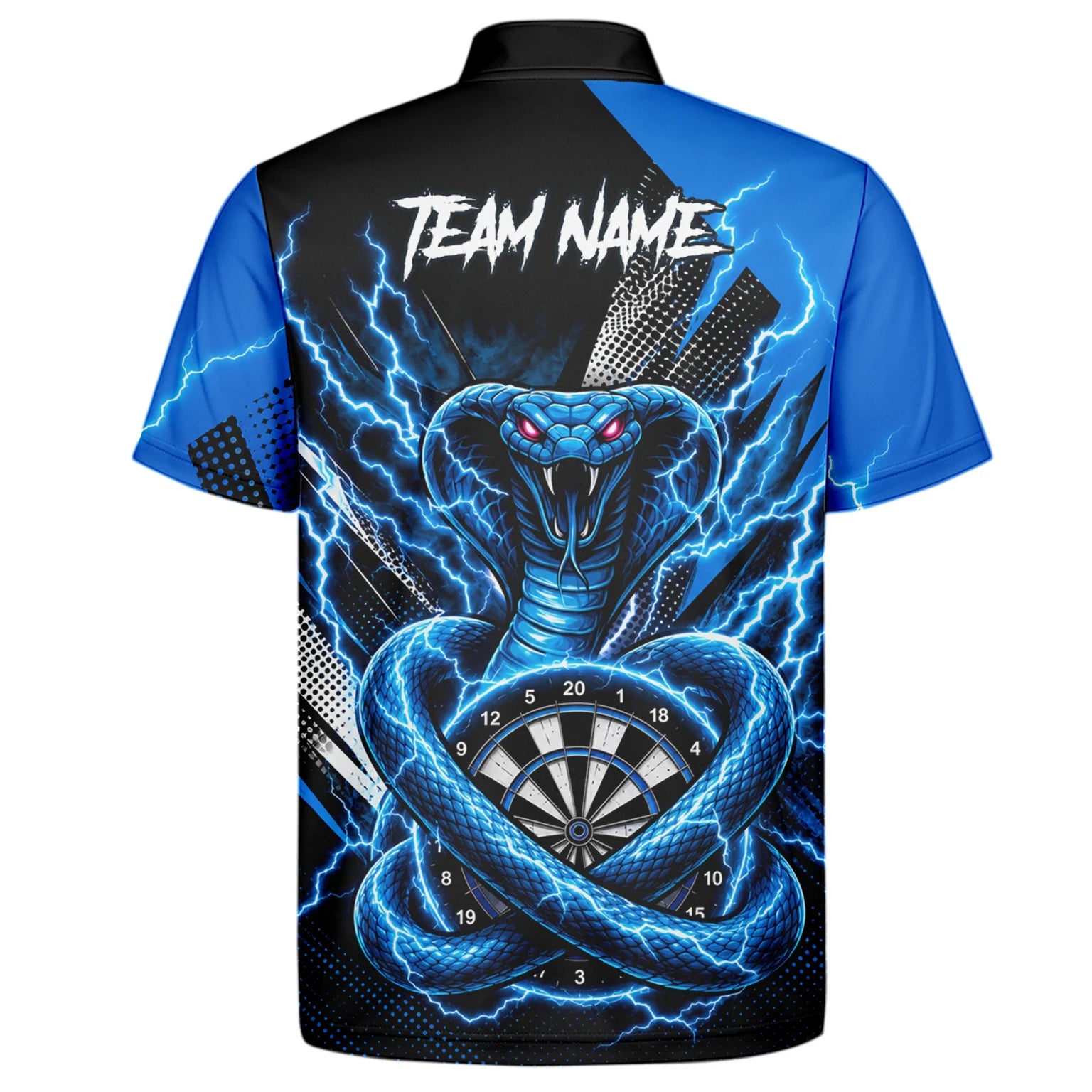 Personalised Blue Lightning Cobra Darts Polo Shirt For Men S015