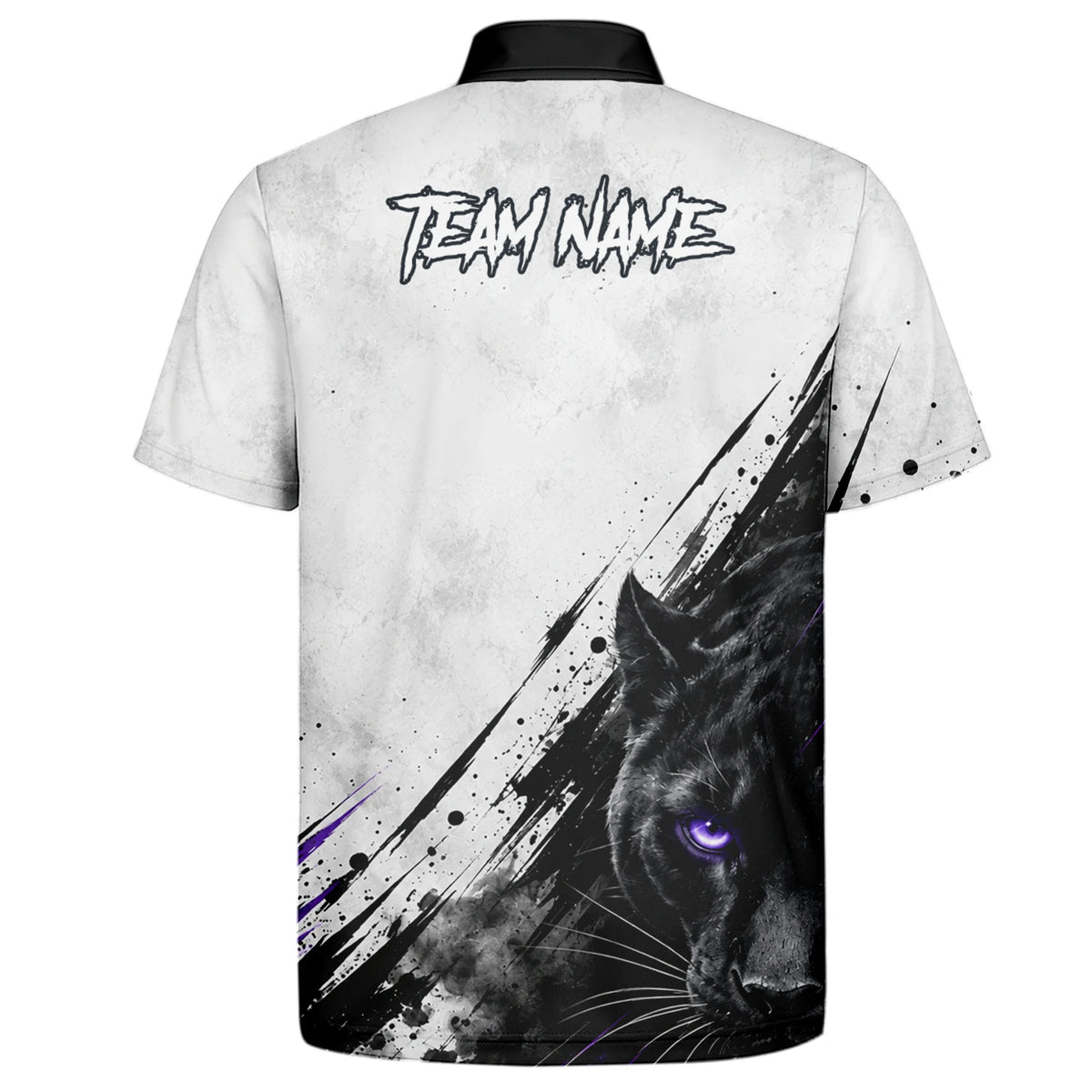 Personalised White Black Purple Panther Darts Shirt For Men W442