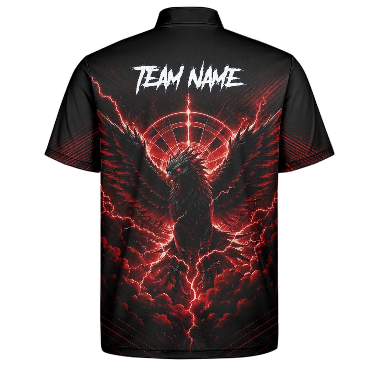 Personalised Black & Red Phoenix Lightning Dartboard Darts Shirt For Men J120