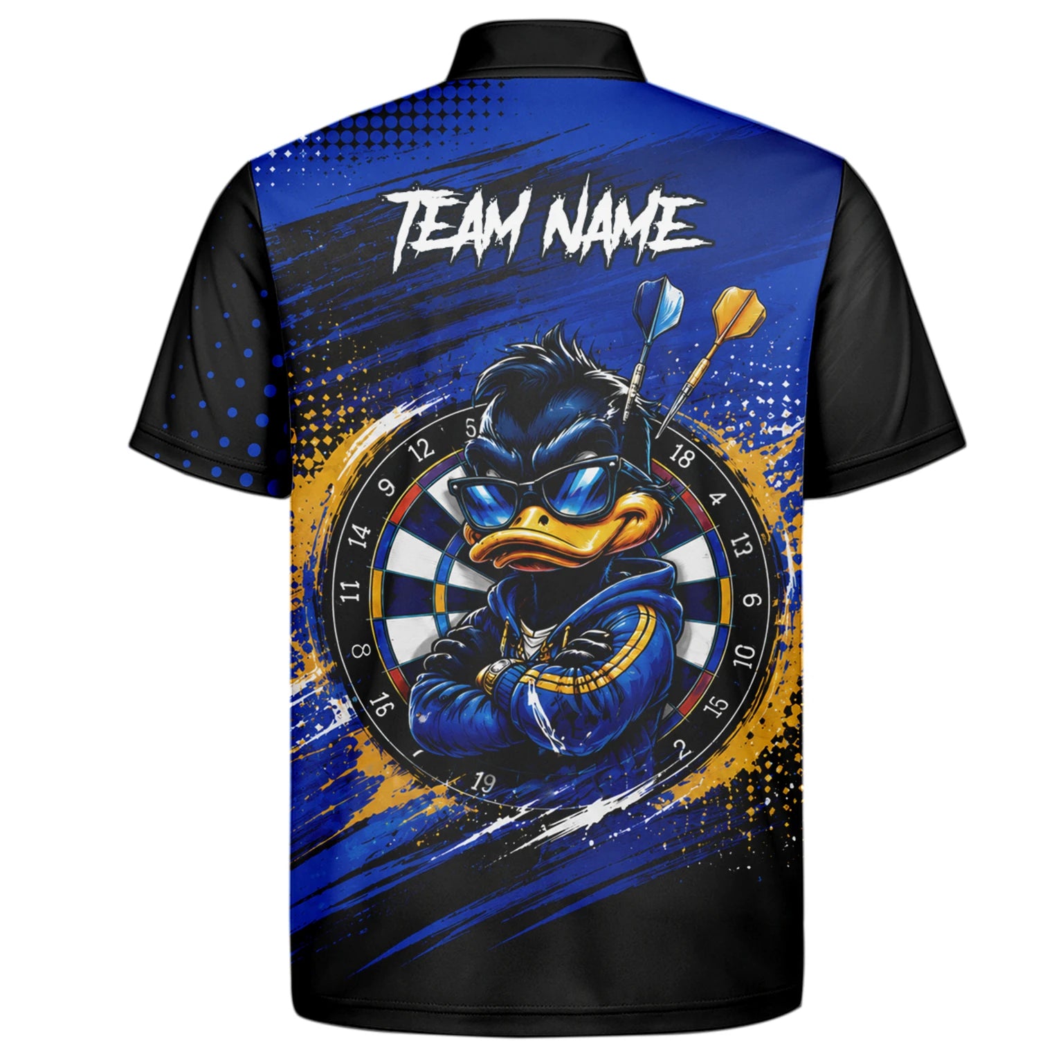 Personalised Blue & Gold Cool Duck Darts Polo Shirt For Men L859