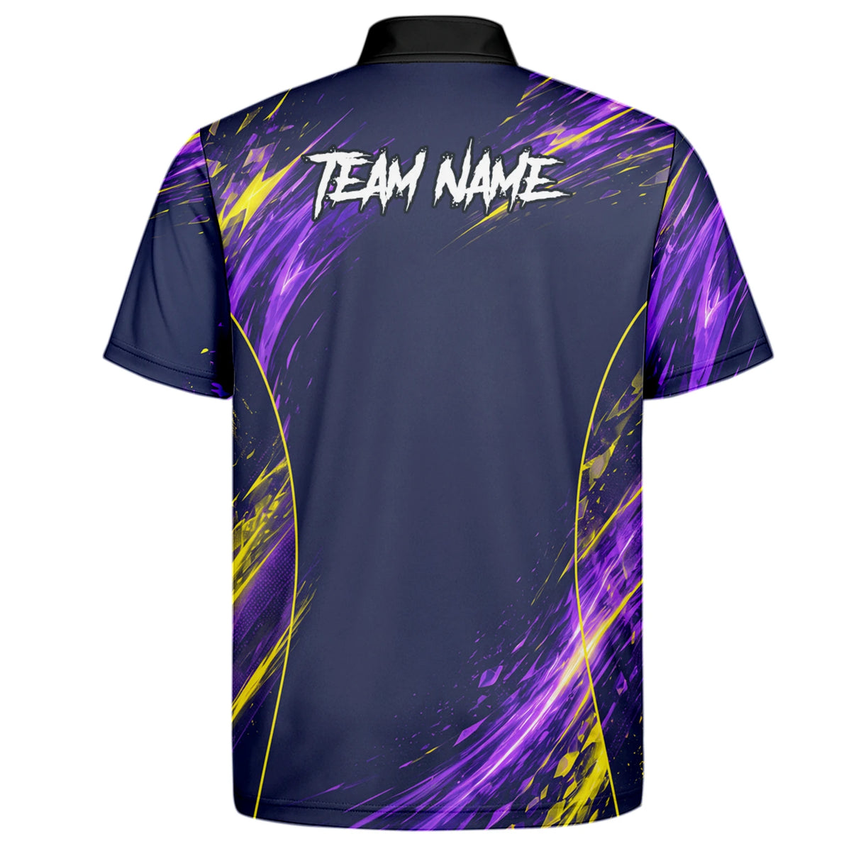 Personalised Navy Purple Yellow Abstract Darts Shirt For Men D517