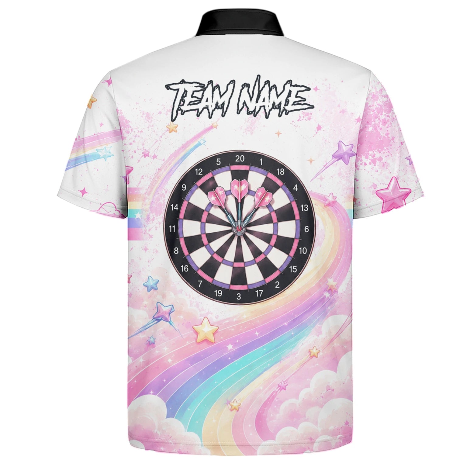 Personalised Pink & White Rainbow Unicorn Darts Shirt For Men F188