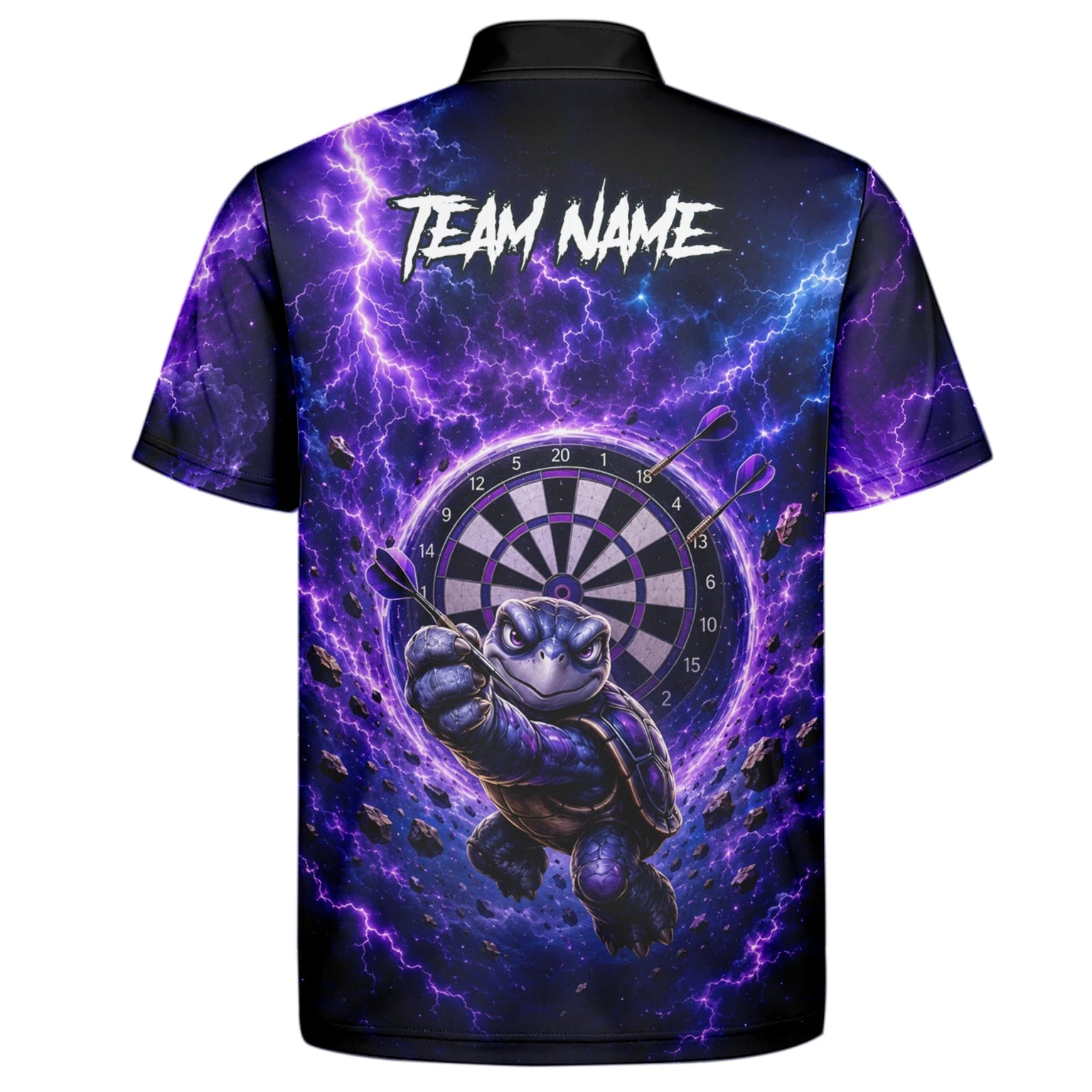 Personalised Purple & Black Turtle Playing Darts Shirt For Men F796