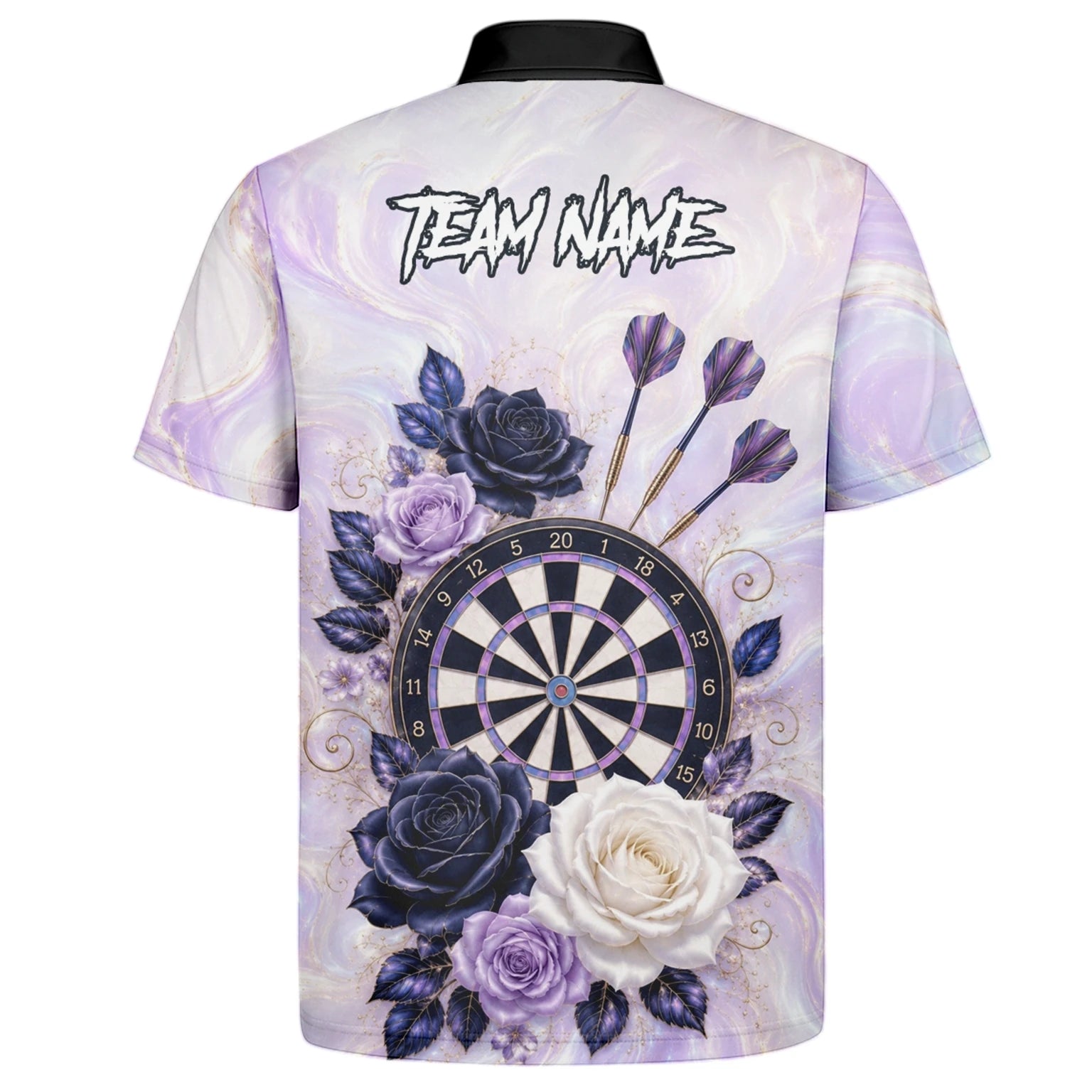 Personalised Purple Marble Rose Darts Polo Shirt For Men S206