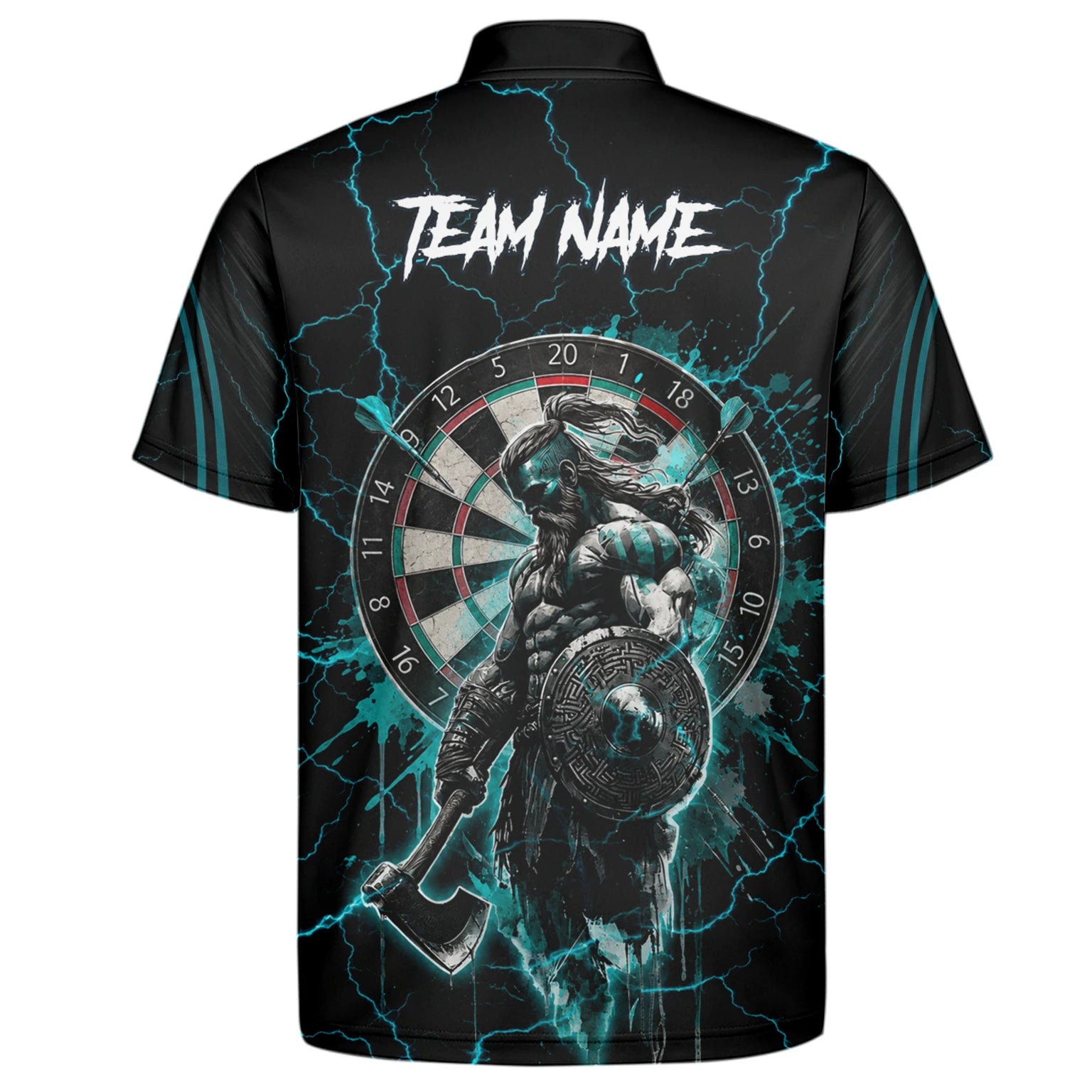 Personalised Teal Lightning Viking Darts Polo Shirt For Men O328