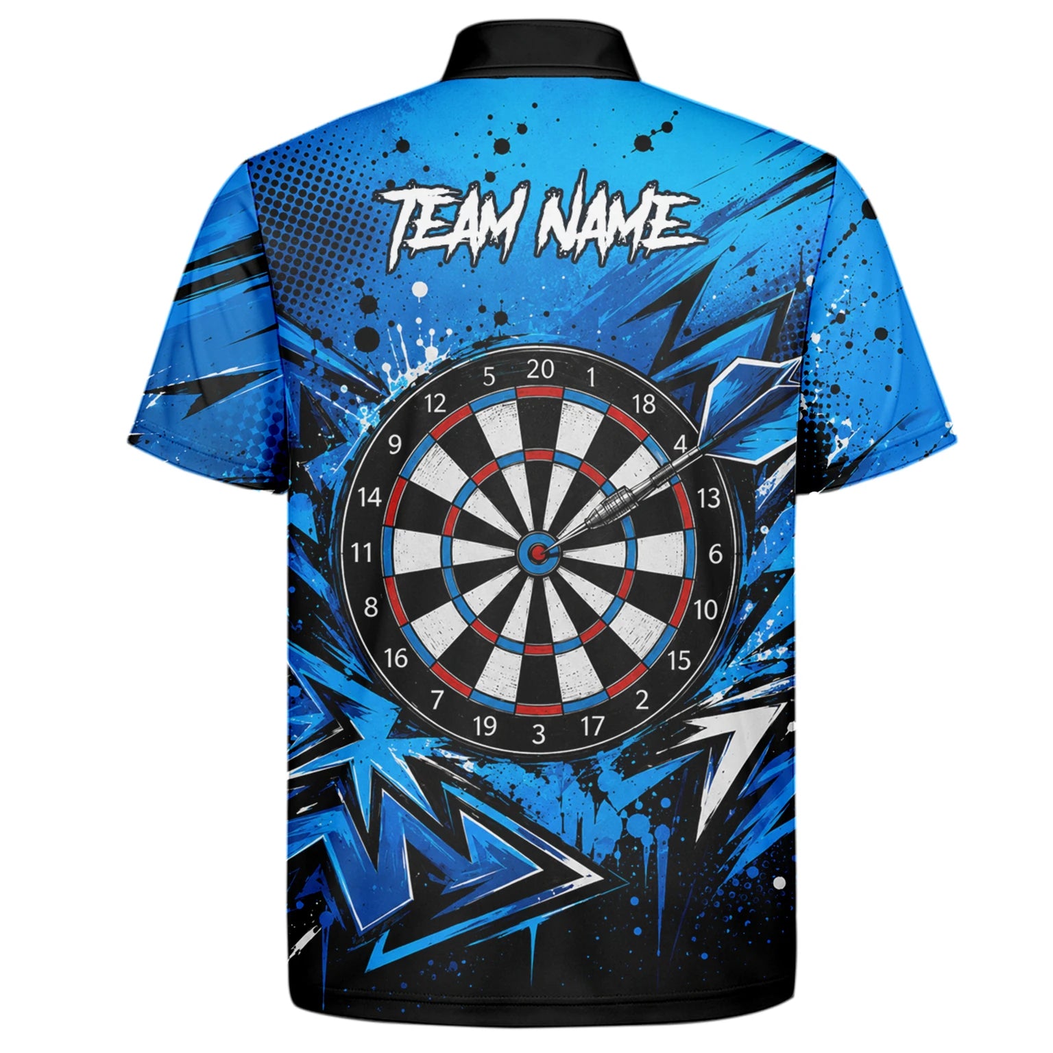 Personalised Blue & Black Bulldog Darts Shirt For Men D529