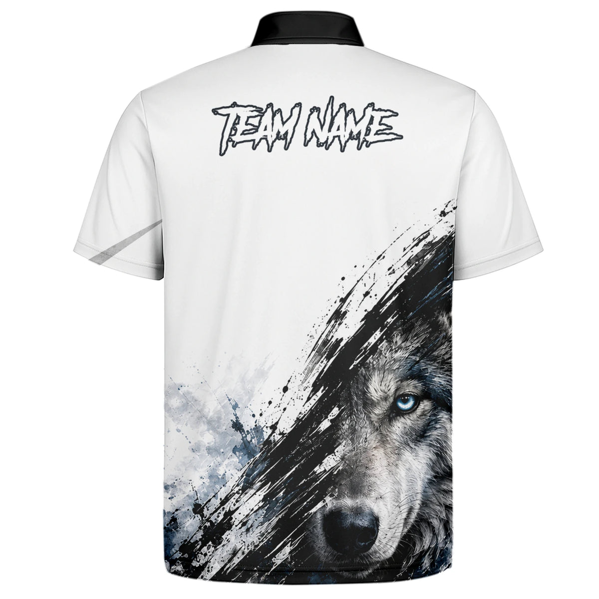 Personalised White Black Blue Wolf Darts Shirt For Men P634