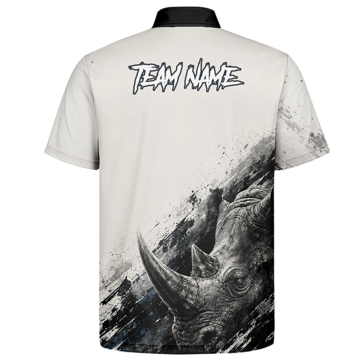 Personalised White Black Grey Rhino Darts Shirt For Men C312