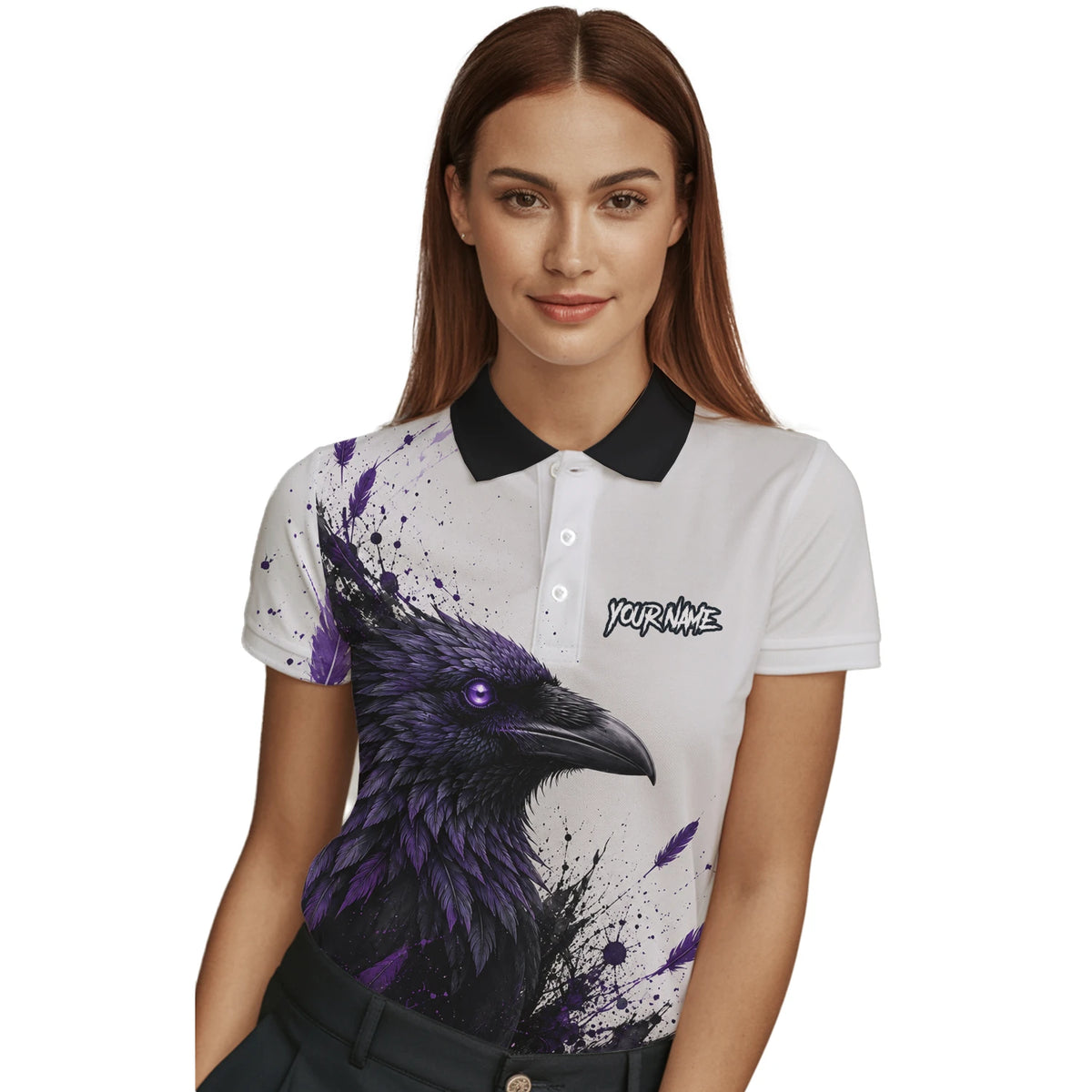 Personalised White Black Purple Raven Darts Shirt For Women Z888