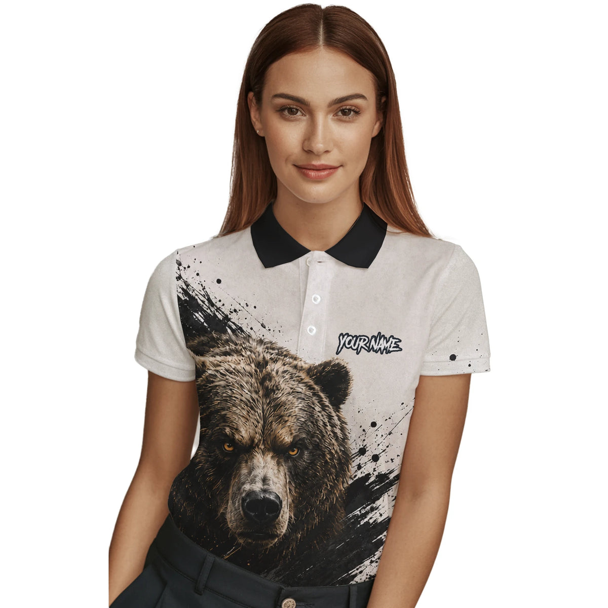 Personalised White Black Brown Bear Darts Shirt For Women F926