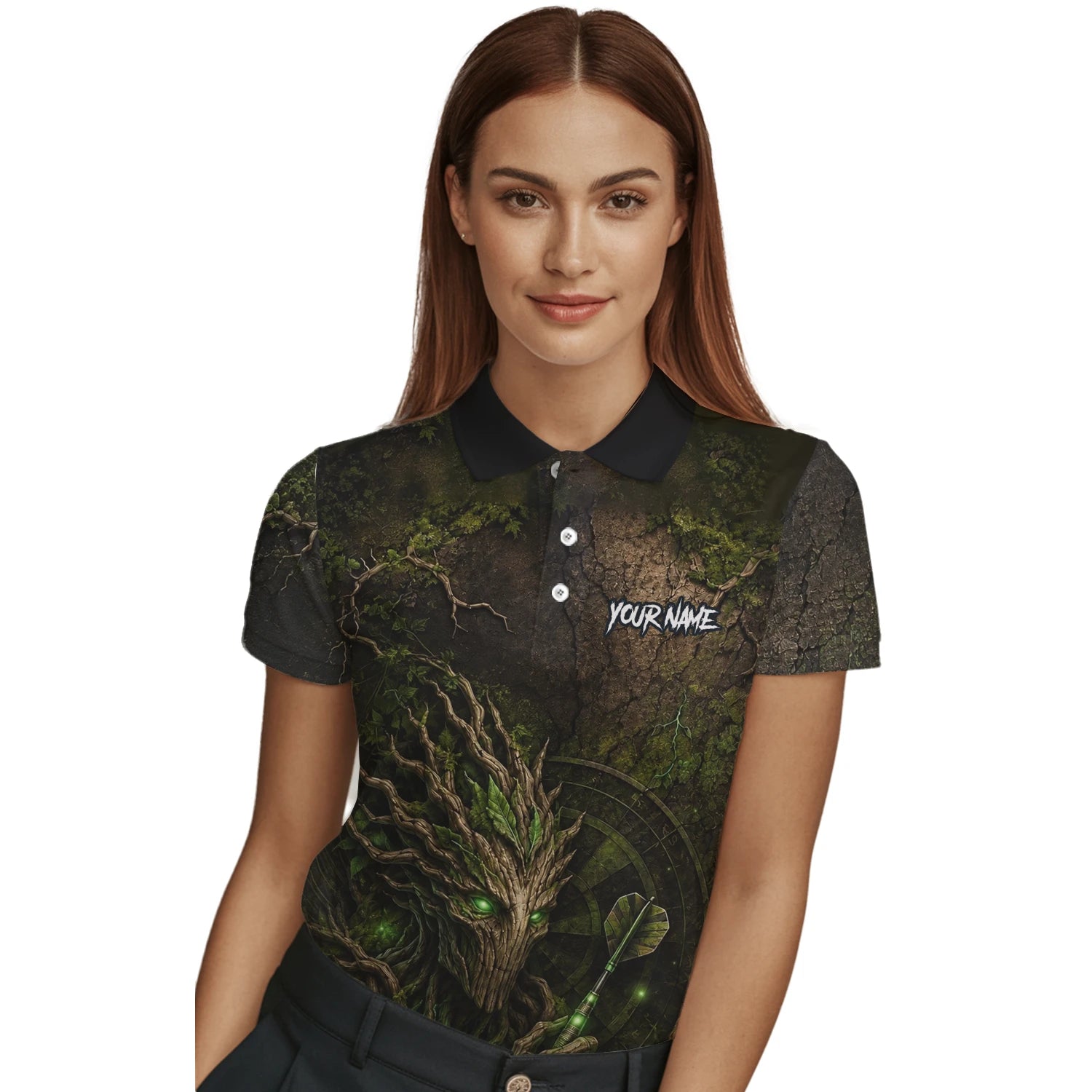 Personalised Dark Green Tree Ent Dartboard Darts Shirt For Women C913