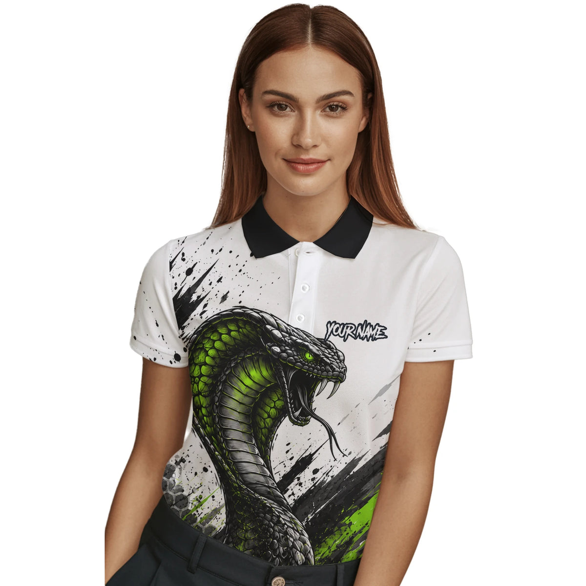 Personalised White Black Green Cobra Darts Shirt For Women Y070