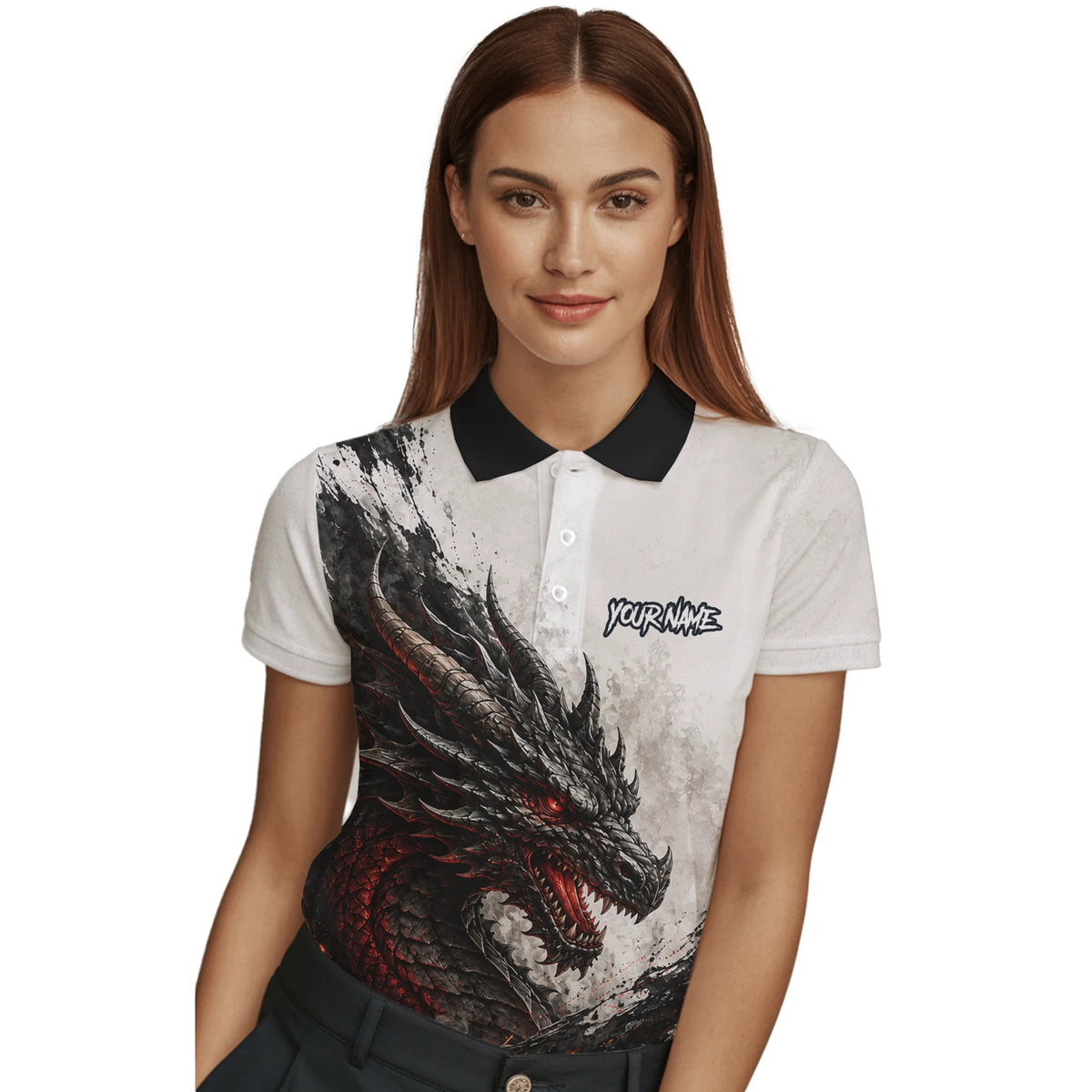 Personalised White Black Red Dragon Darts Shirt For Women Z061