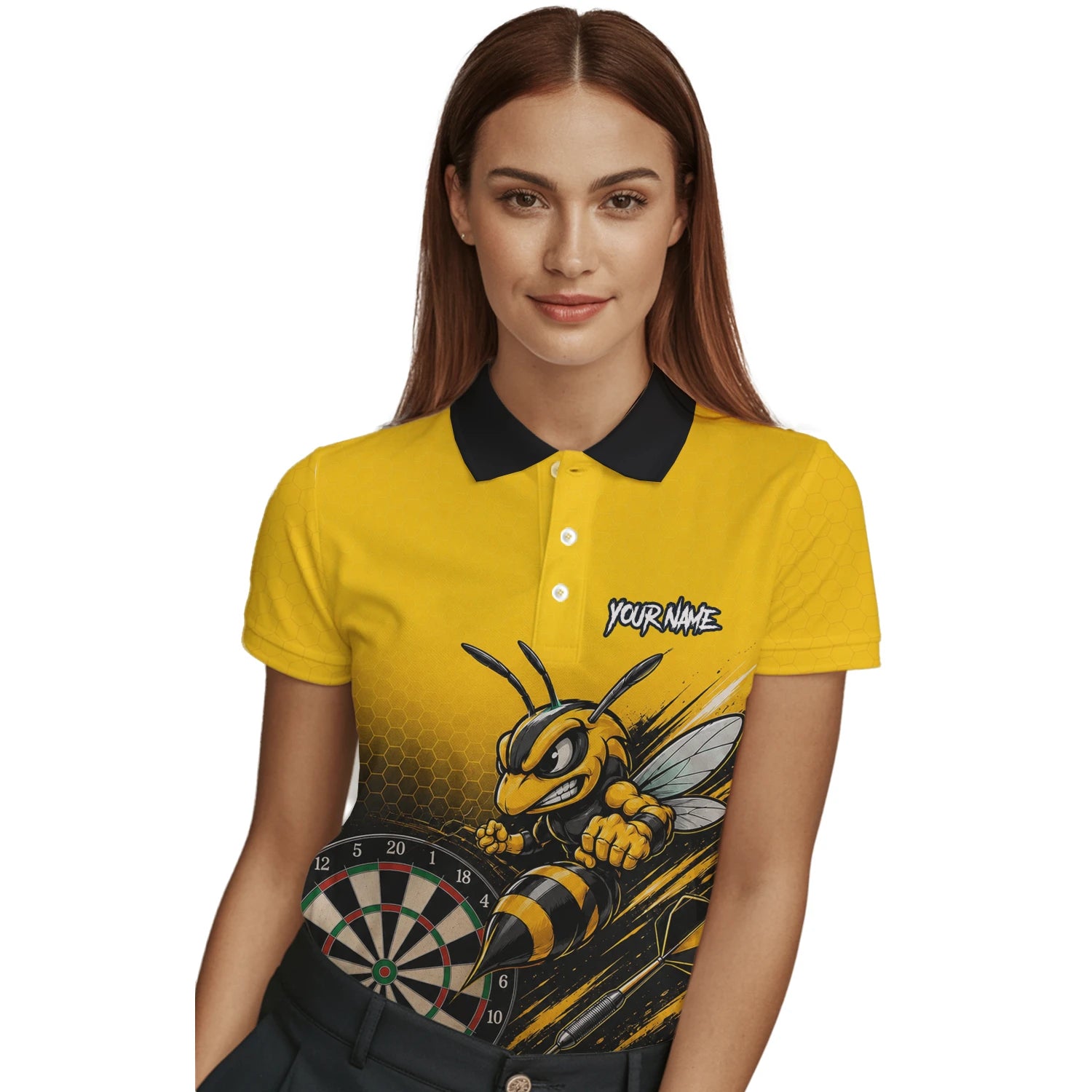 Personalised Yellow & Black Wasp Darts Shirt For Women F032