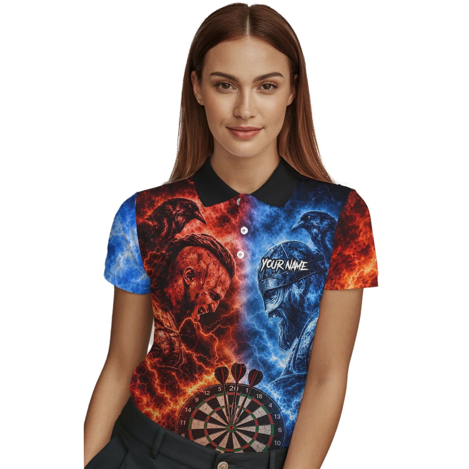 Personalised Red & Blue Viking Darts Shirt For Women I920