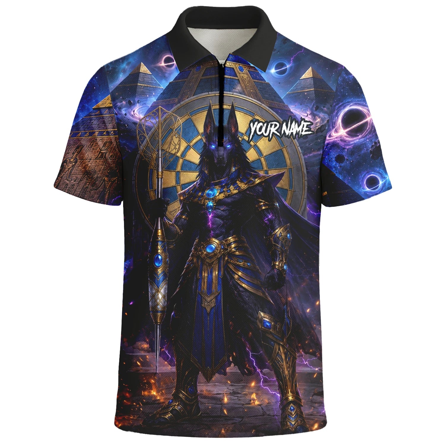 Personalised Blue Gold & Black Anubis Darts Shirt For Men N118