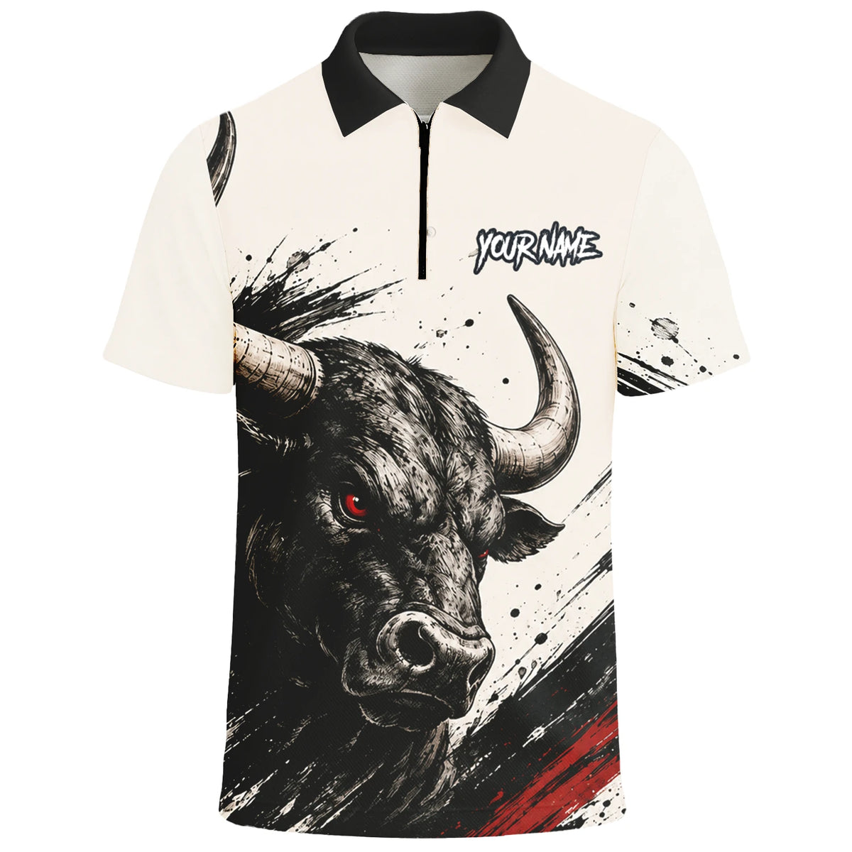 Personalised White Black Red Bull Darts Shirt For Men H473