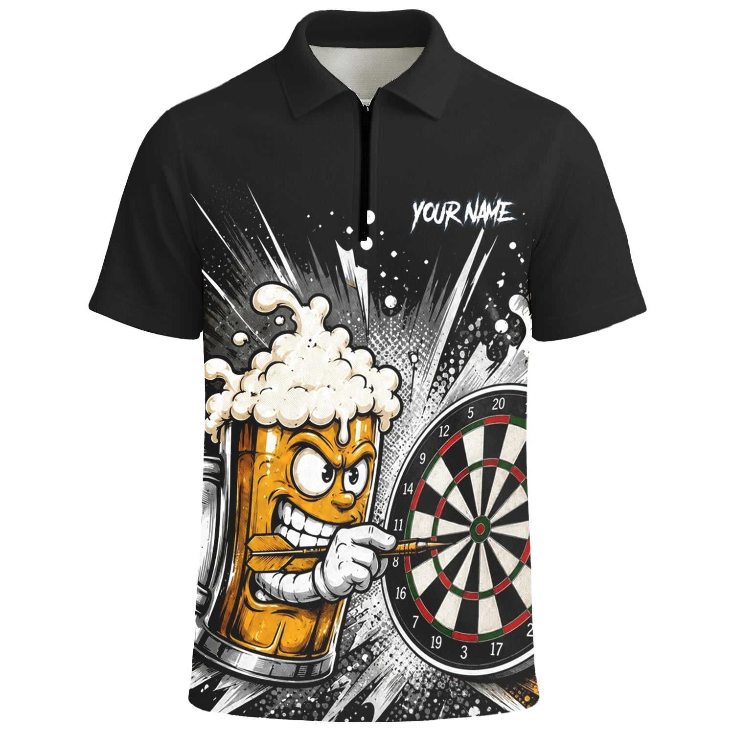 Personalised Beer Mug Darts Polo Shirt For Men S555