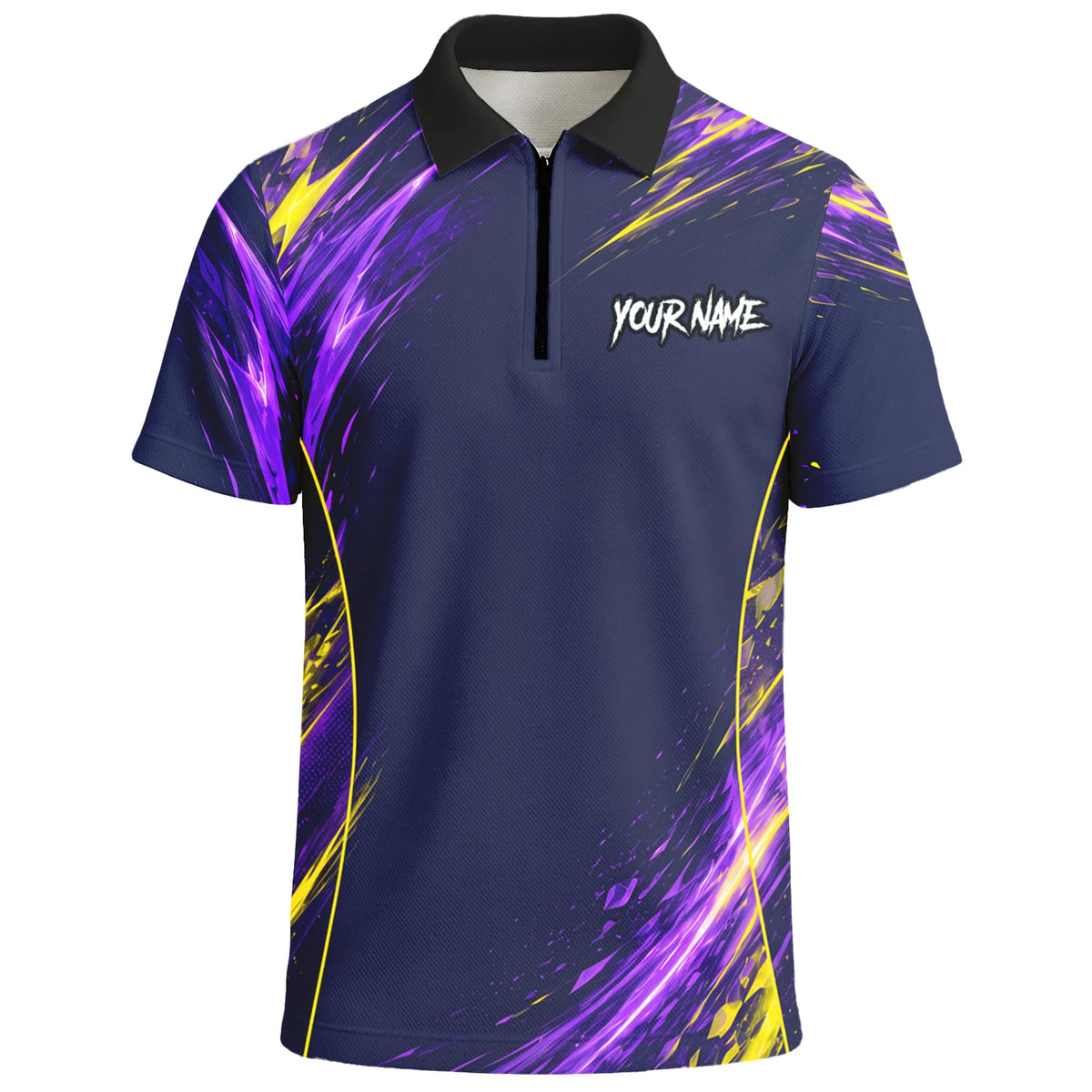Personalised Navy Purple Yellow Abstract Darts Shirt For Men D517