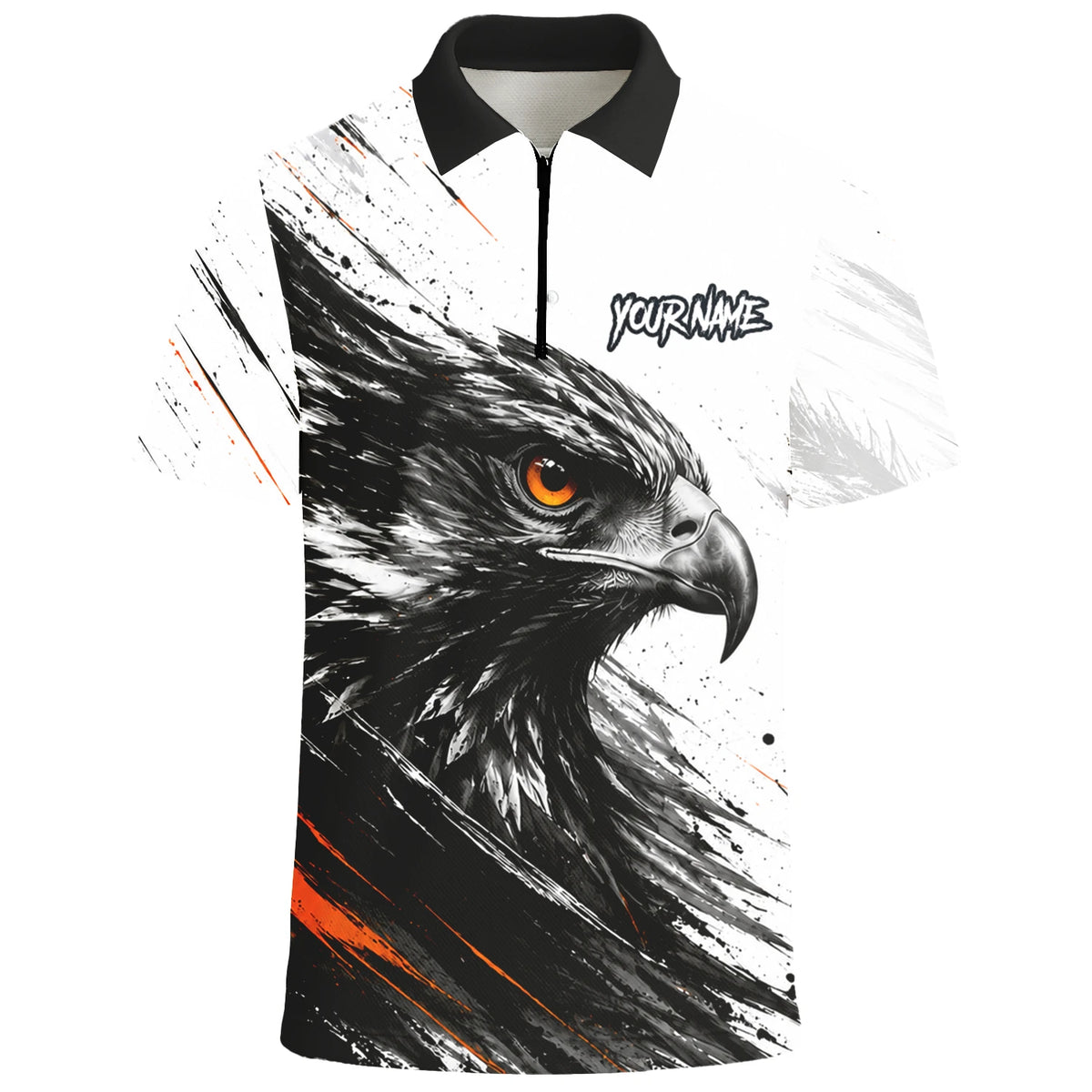 Personalised White Black Orange Eagle Darts Shirt For Men V695