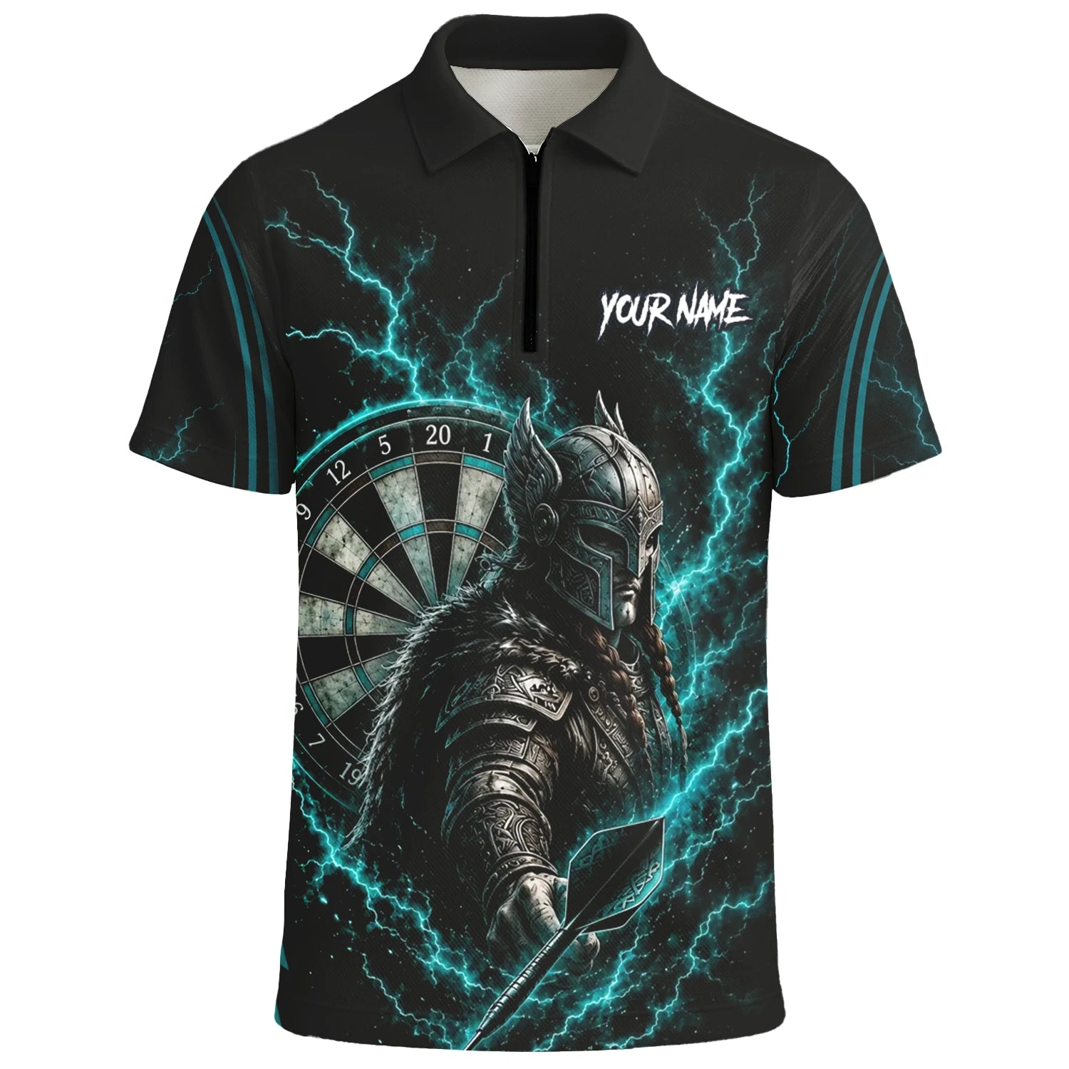 Personalised Teal Lightning Viking Darts Polo Shirt For Men O328