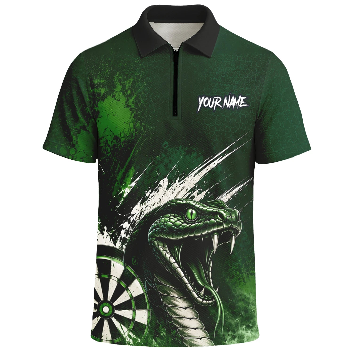 Personalised Green & Black Cobra Dartboard Darts Shirt For Men M244