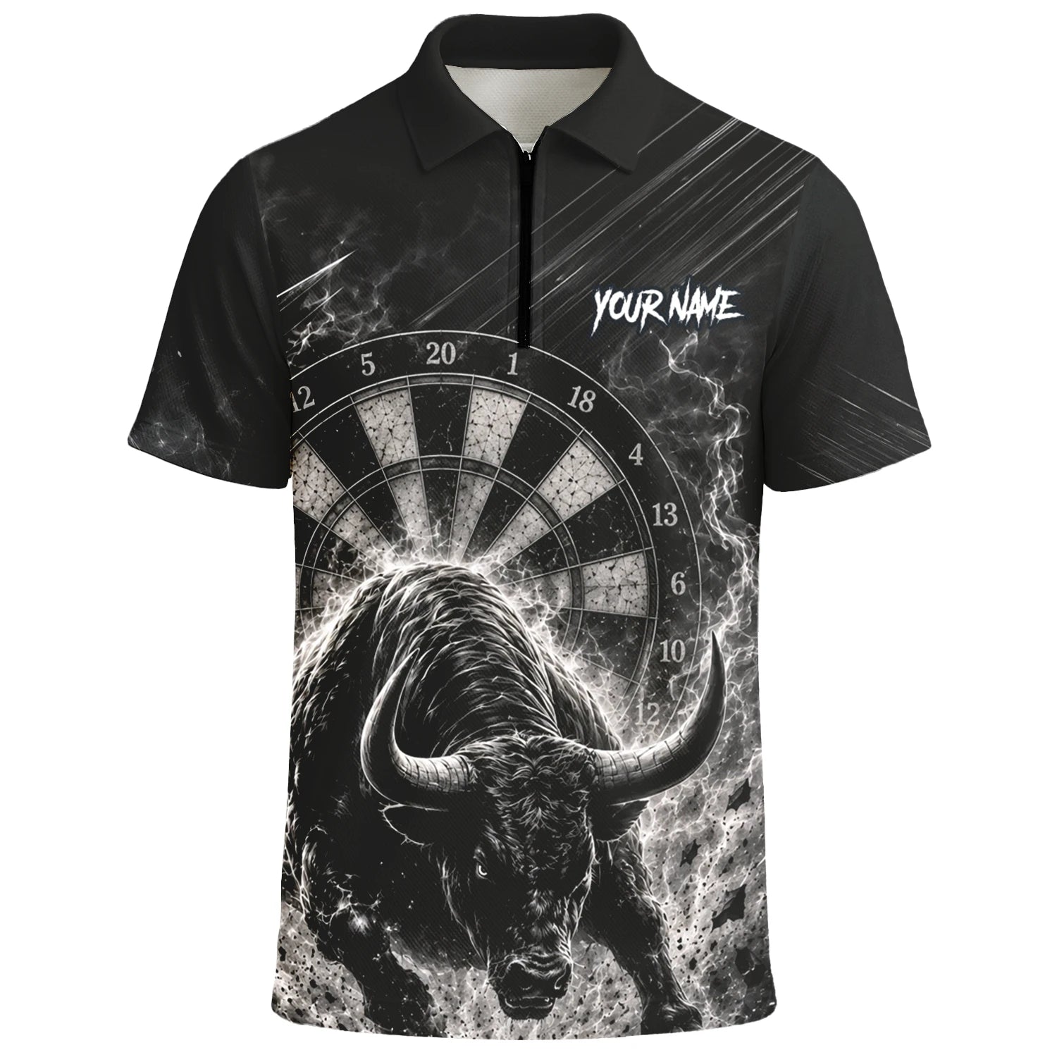 Personalised Black & White Bull Head Darts Shirt For Men V420