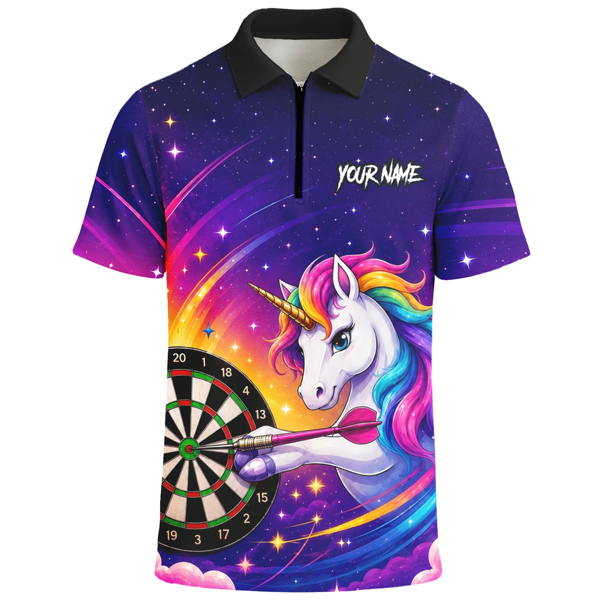 Personalised Purple Rainbow Unicorn Darts Shirt For Men P431