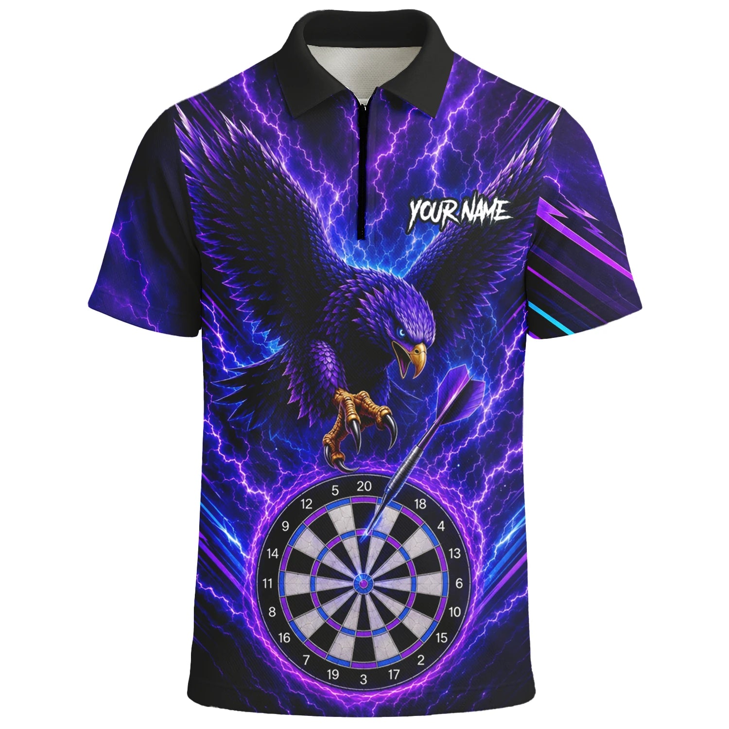 Personalised Purple Lightning Eagle Darts Polo Shirt For Men U478