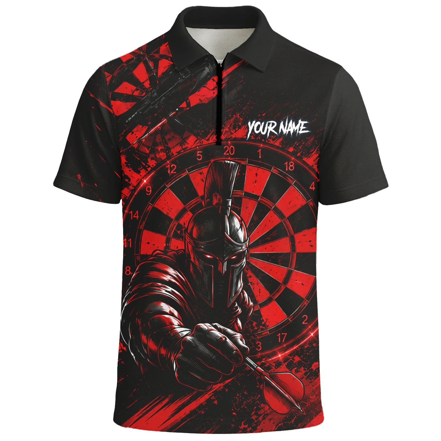Personalised Red & Black Spartan Darts Polo Shirt For Men W276