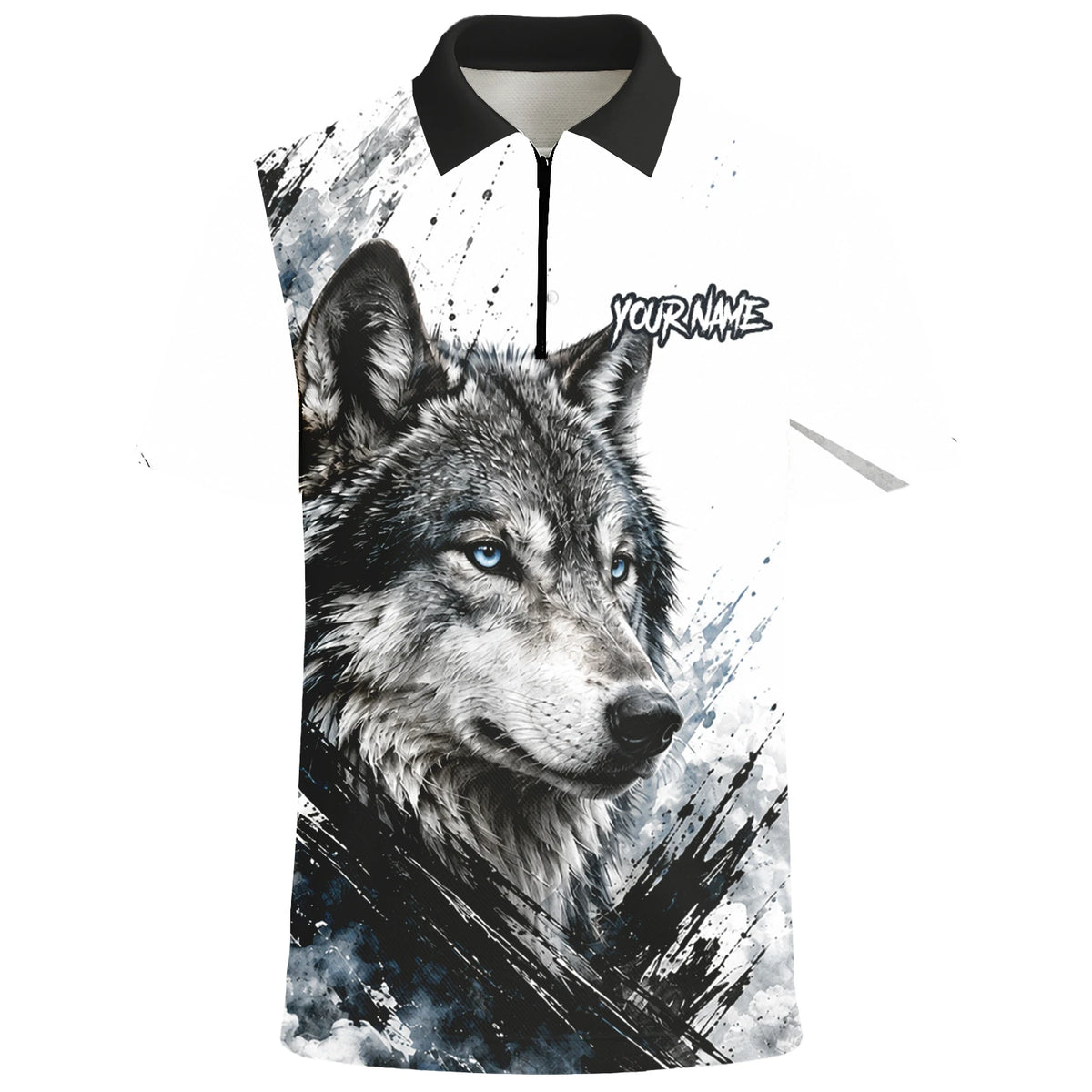 Personalised White Black Blue Wolf Darts Shirt For Men P634