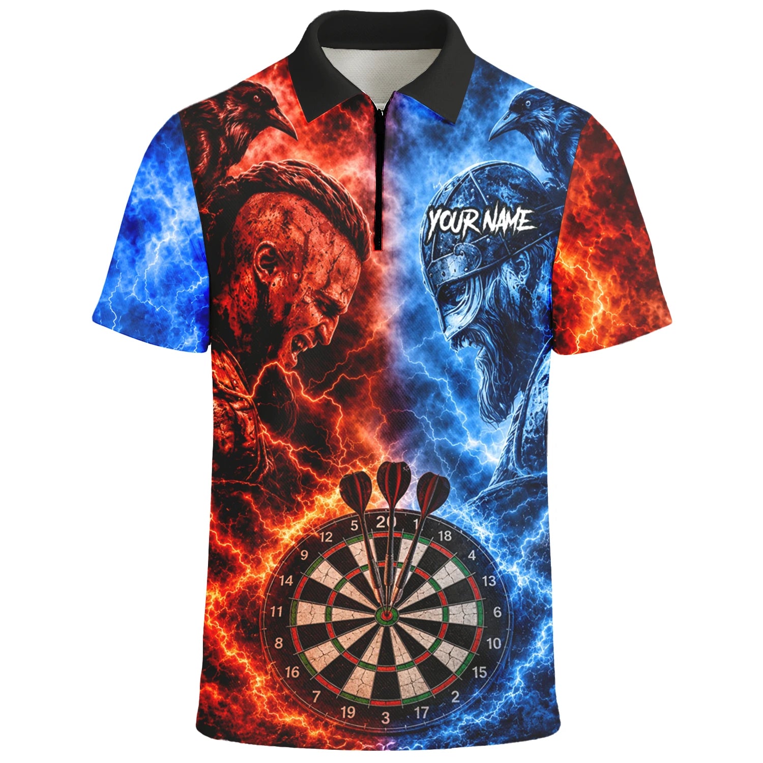 Personalised Red & Blue Viking Darts Shirt For Men I920