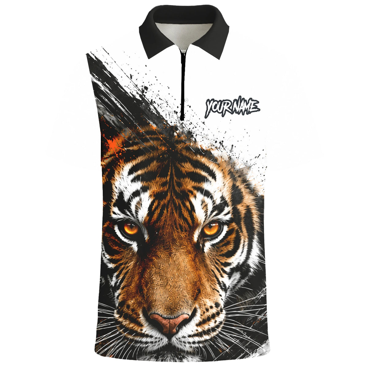 Personalised White Black Orange Tiger Darts Shirt For Men N832