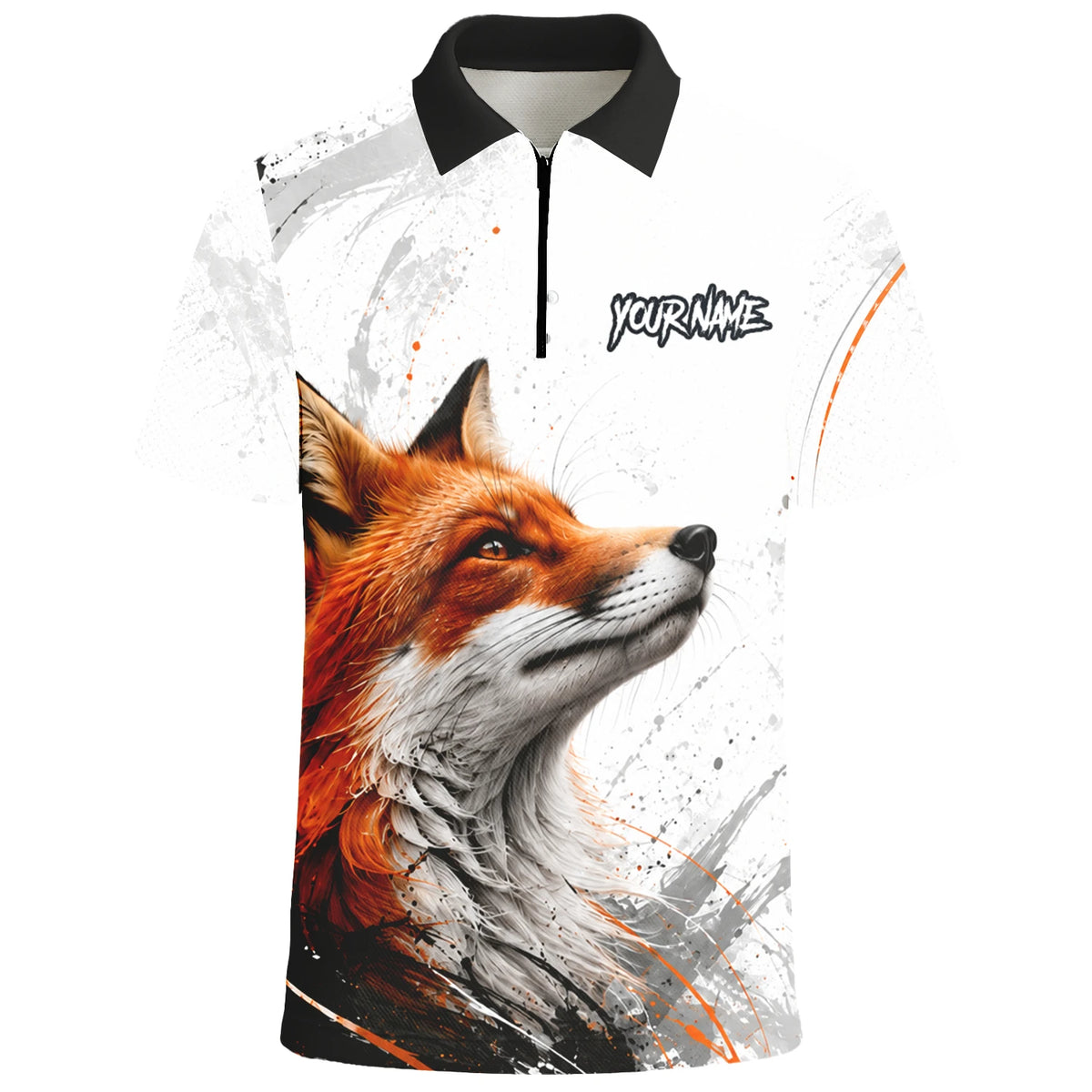 Personalised White Black Orange Fox Darts Shirt For Men D228