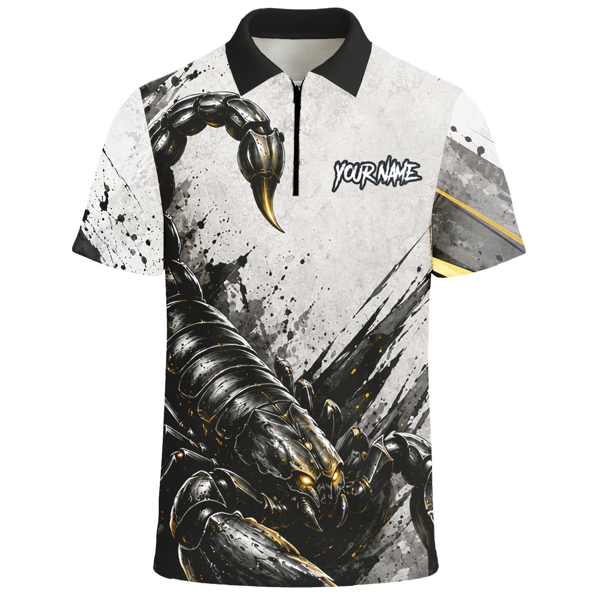 Personalised White Black Gold Scorpion Darts Shirt For Men S226
