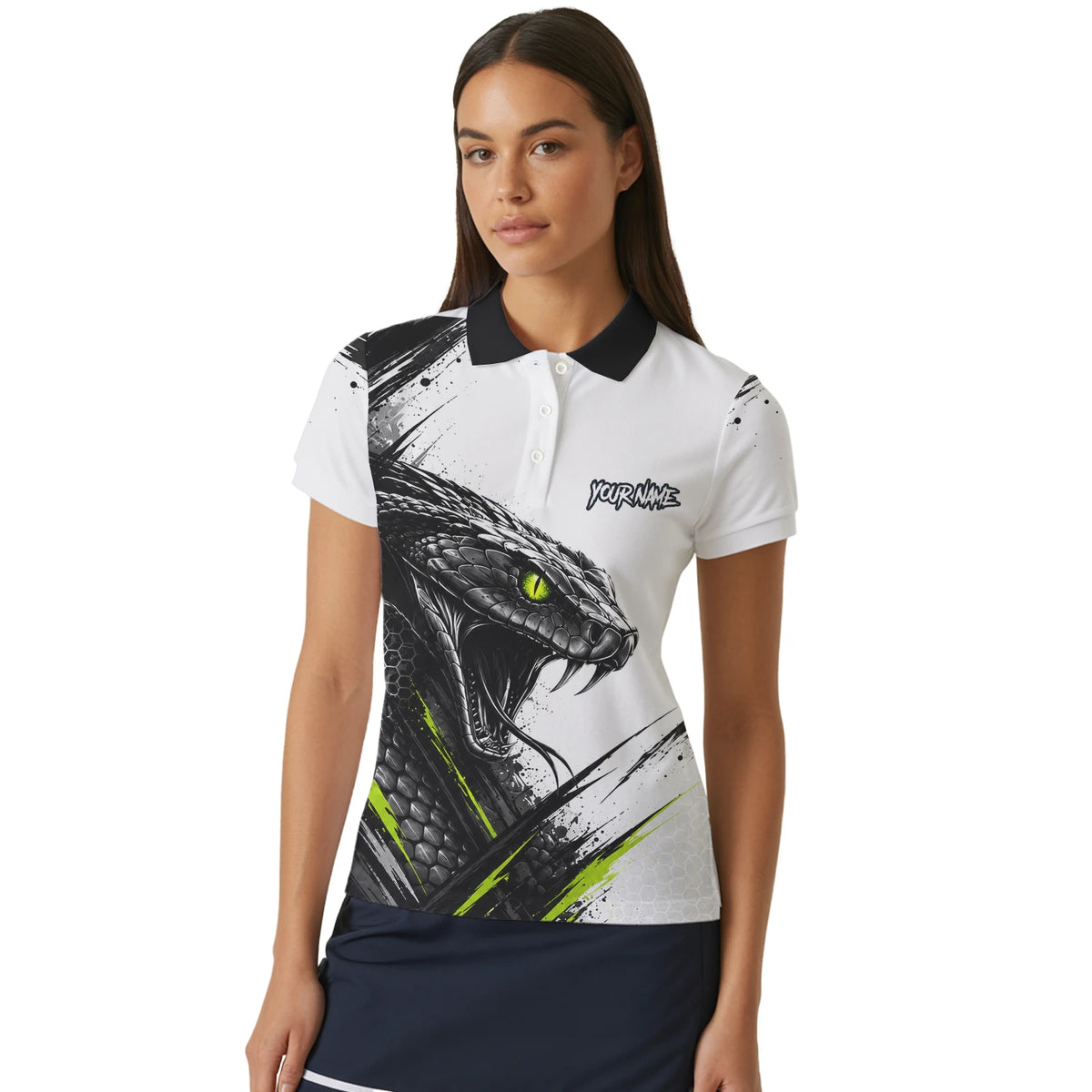 Personalised White Black Green Cobra Darts Shirt For Women I051