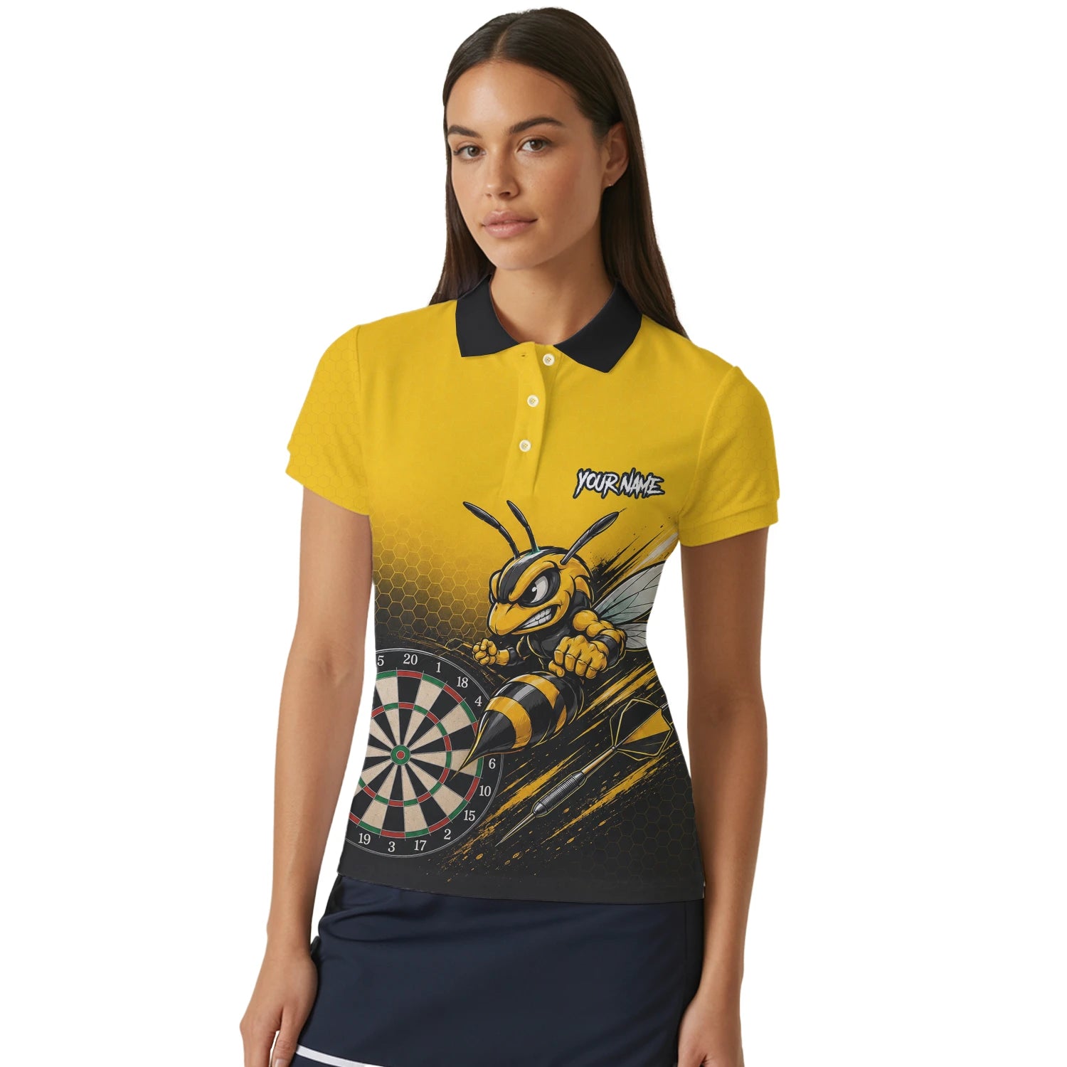 Personalised Yellow & Black Wasp Darts Shirt For Women F032