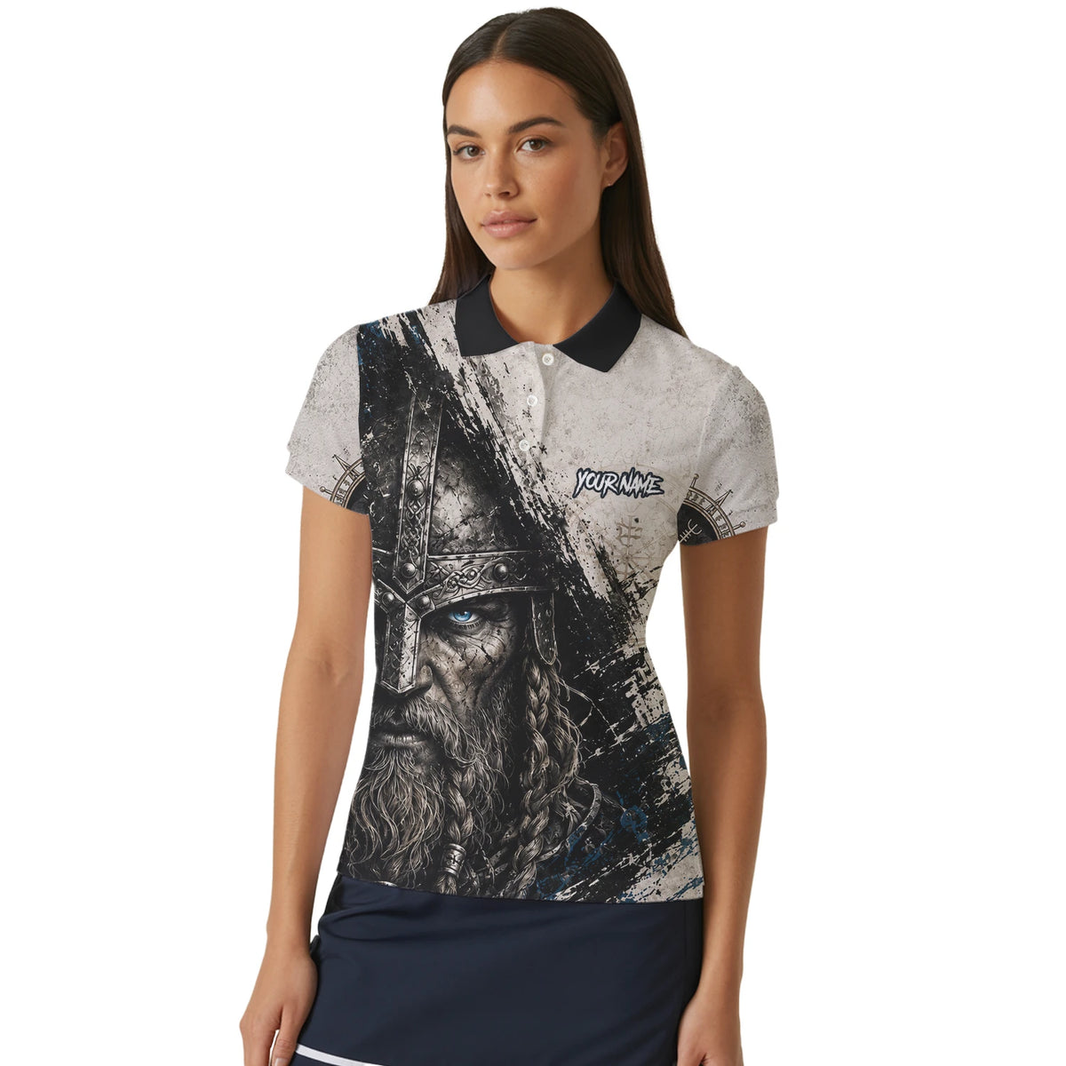 Personalised White Black Blue Viking Darts Shirt For Women U843