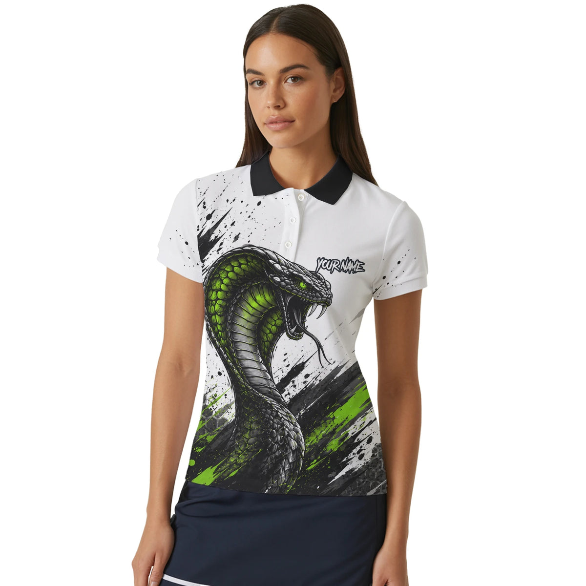 Personalised White Black Green Cobra Darts Shirt For Women Y070