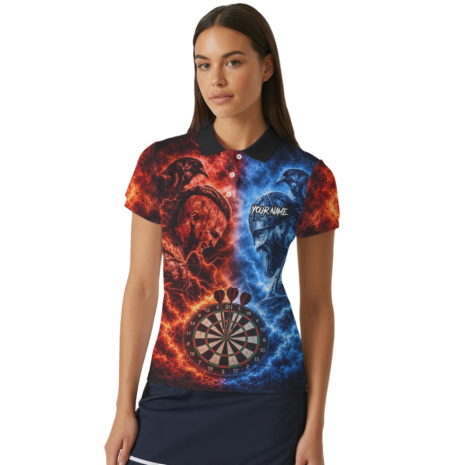 Personalised Red & Blue Viking Darts Shirt For Women I920