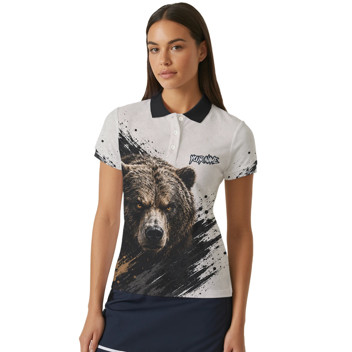 Personalised White Black Brown Bear Darts Shirt For Women F926